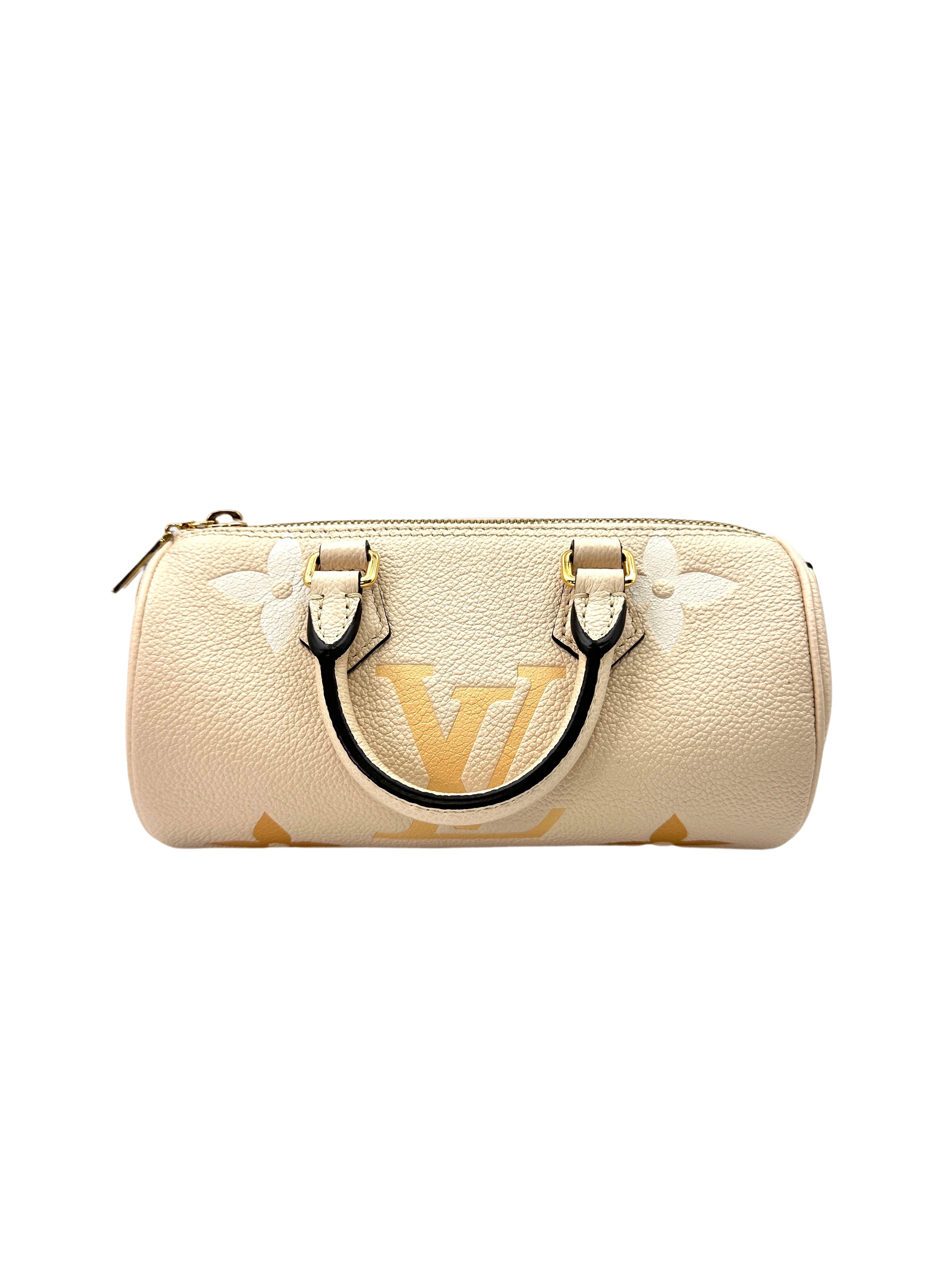 Louis Vuitton Papillon BB Beige Monogram Empreinte Leather Handle Bag With Pouch LV2206