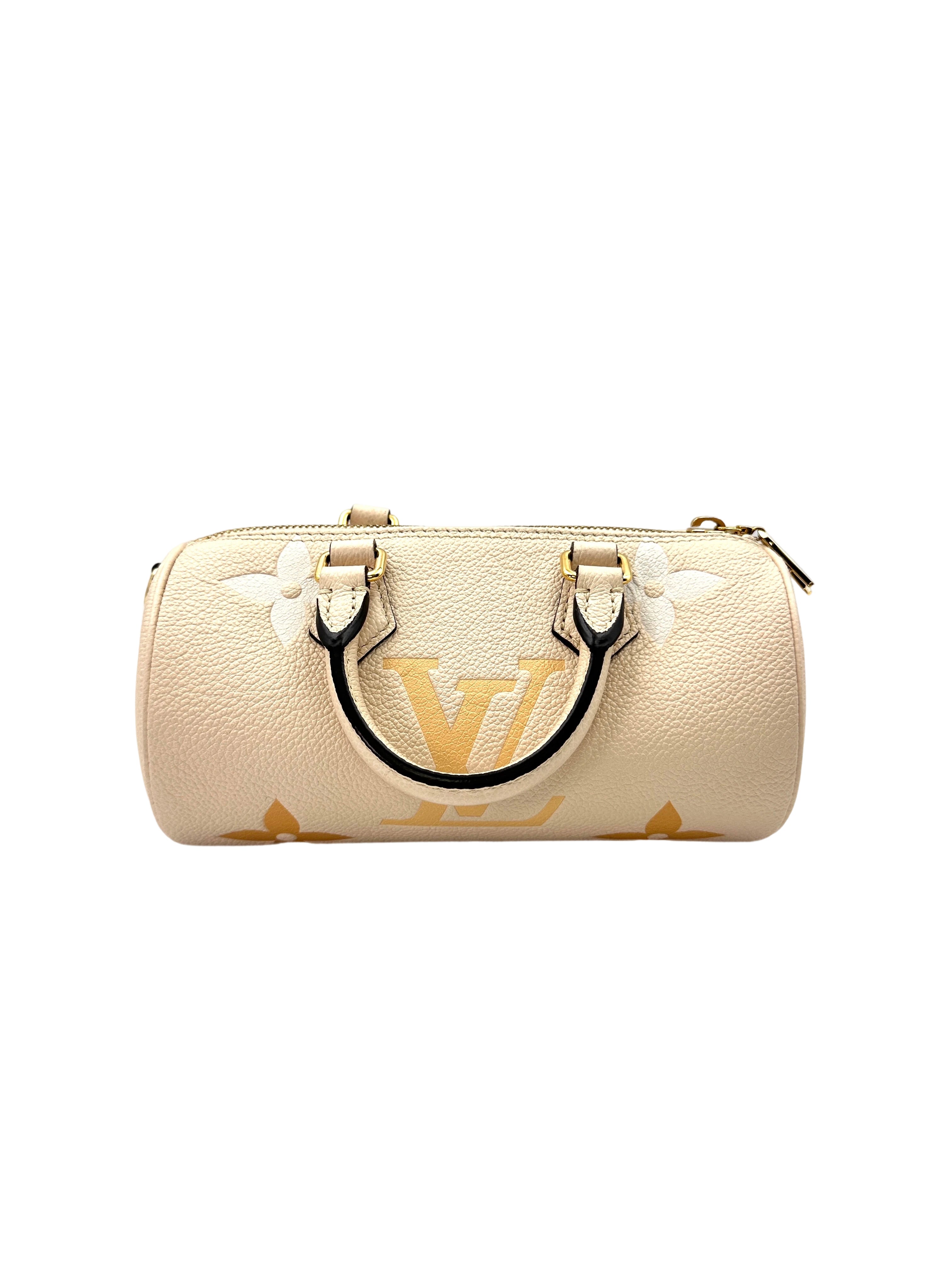 Louis Vuitton Papillon BB Beige Monogram Empreinte Leather Handle Bag With Pouch LV2206