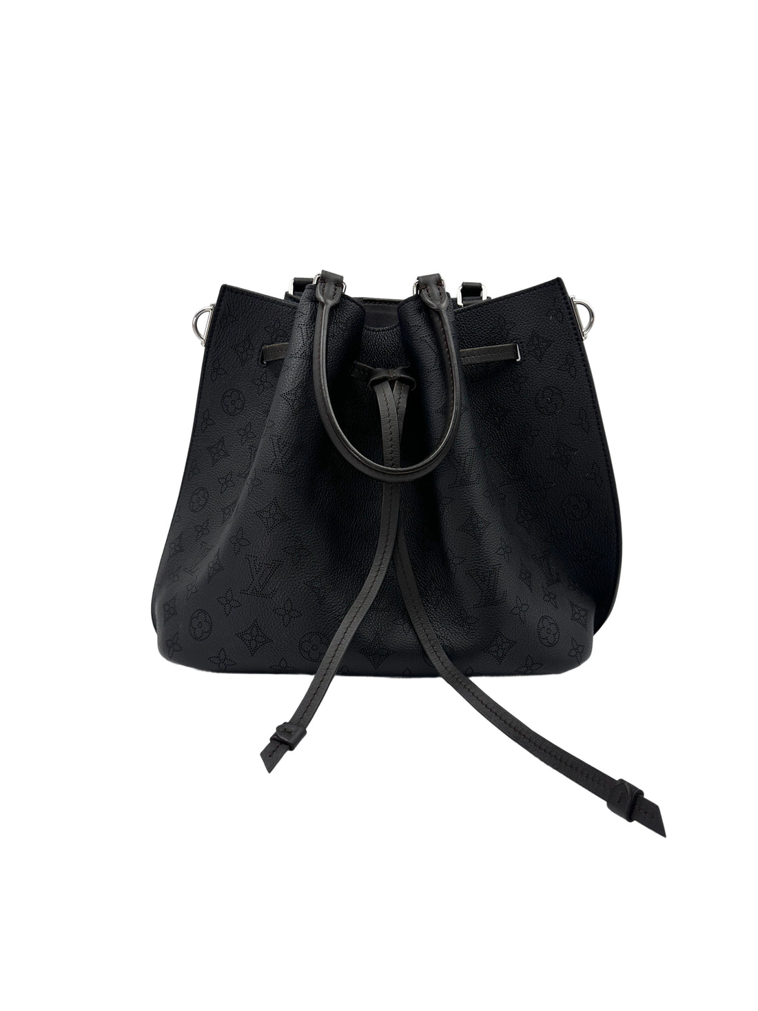 Louis Vuitton Girolata Mahina Black Monogram Perforated Leather Bucket Bag With Pouch IRIS084