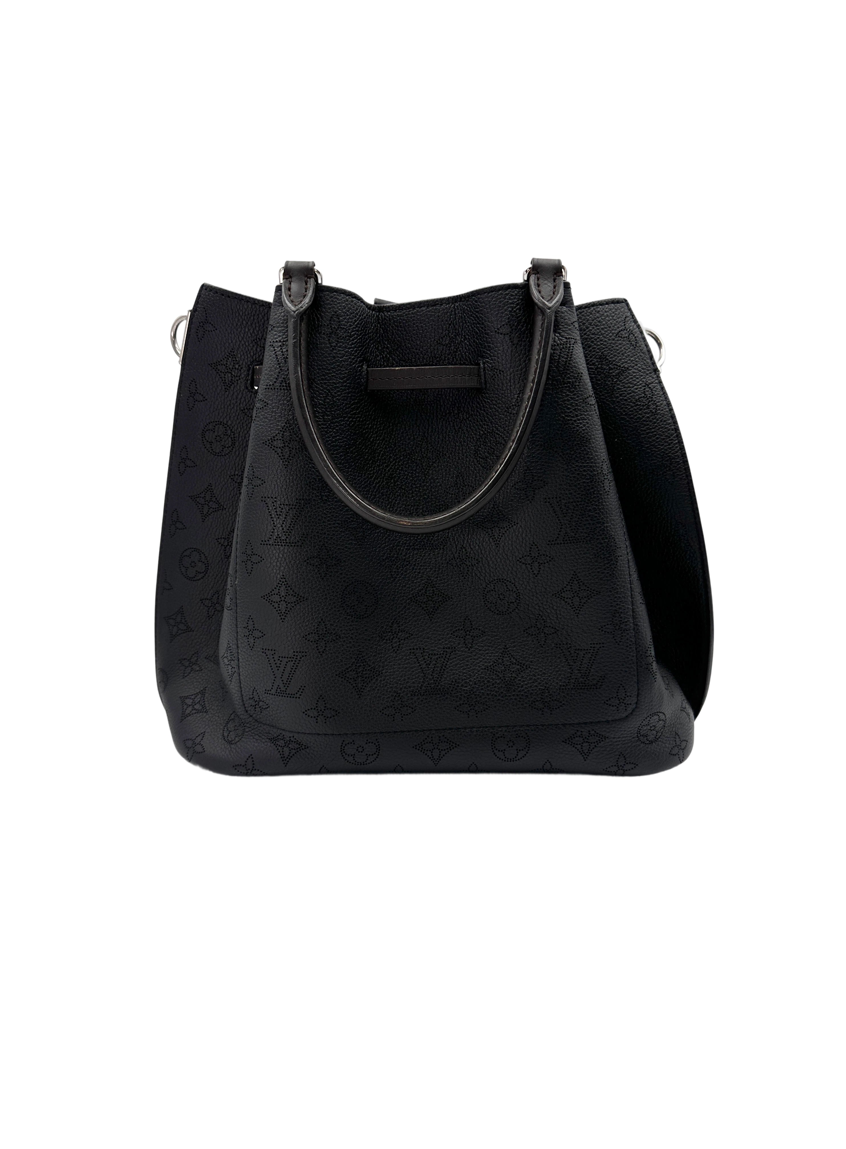 Louis Vuitton Girolata Mahina Black Monogram Perforated Leather Bucket Bag With Pouch IRIS084