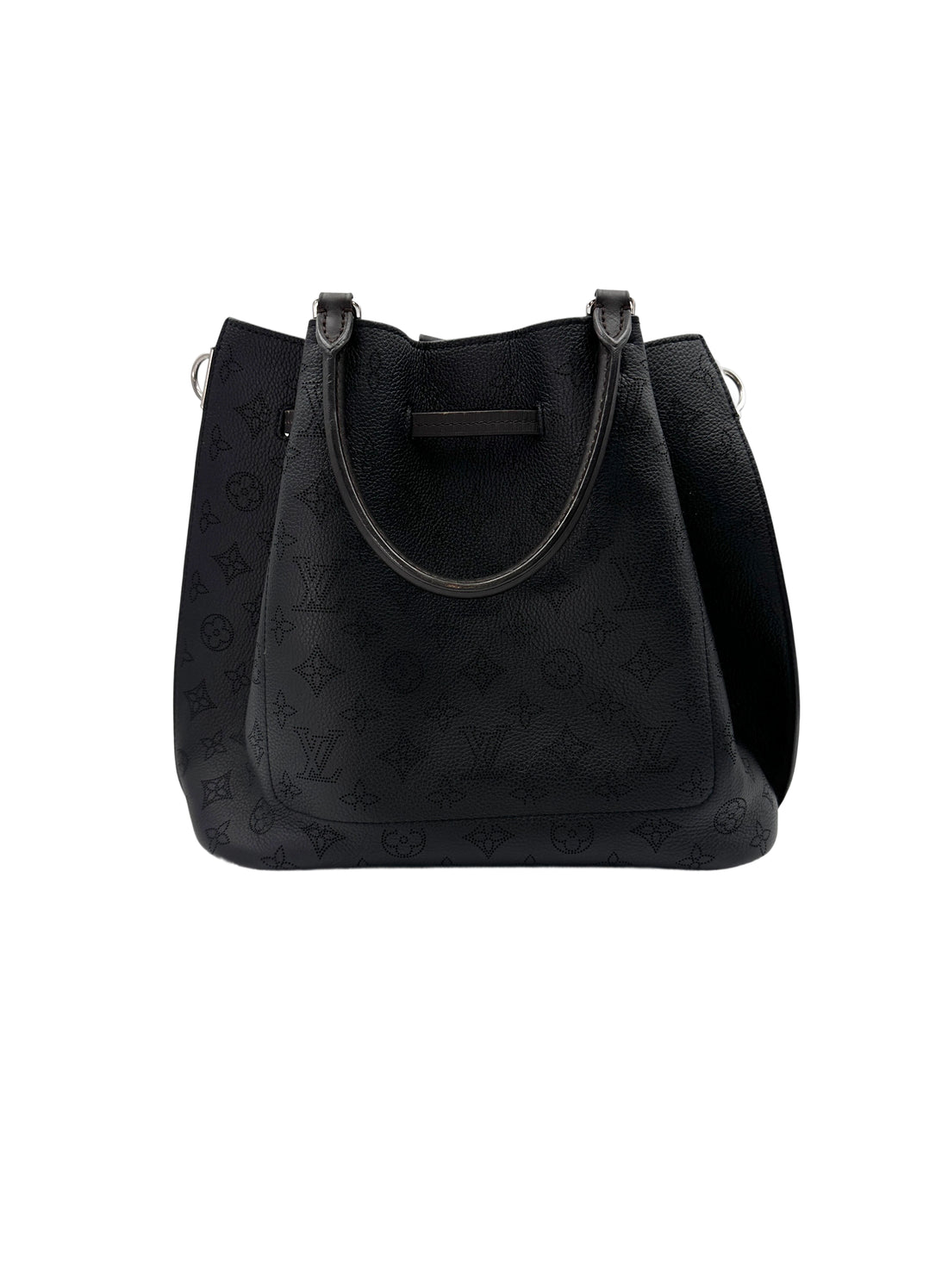 Louis Vuitton Girolata Mahina Black Monogram Perforated Leather Bucket Bag With Pouch IRIS084