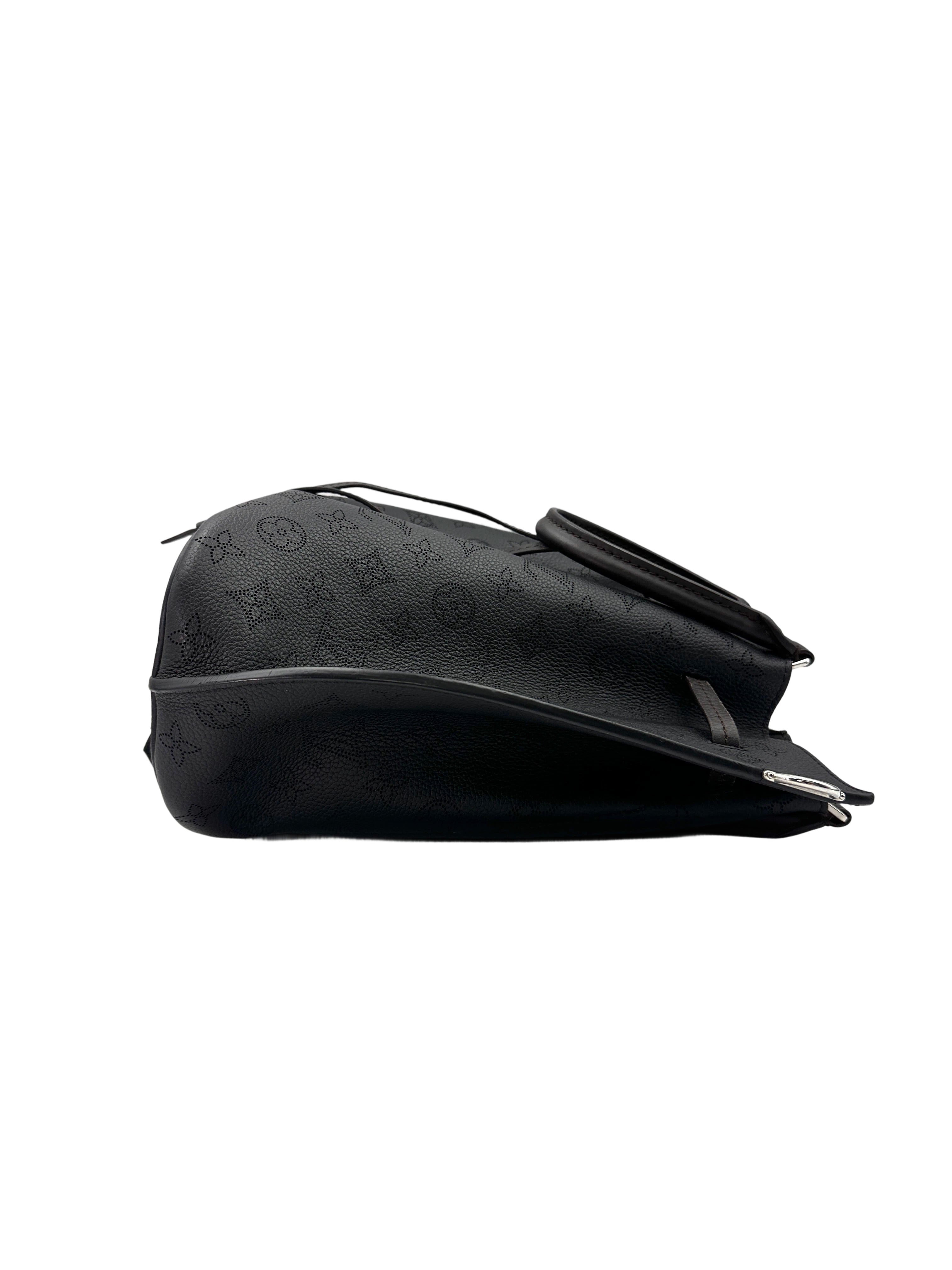 Louis Vuitton Girolata Mahina Black Monogram Perforated Leather Bucket Bag With Pouch IRIS084
