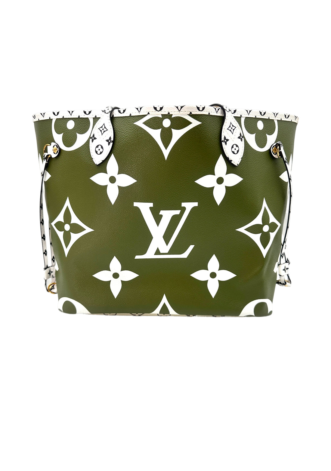 Louis Vuitton Summer 2019 Neverfull MM Green/White Giant Monogram Leather Handle Bag With Pouch LV2202