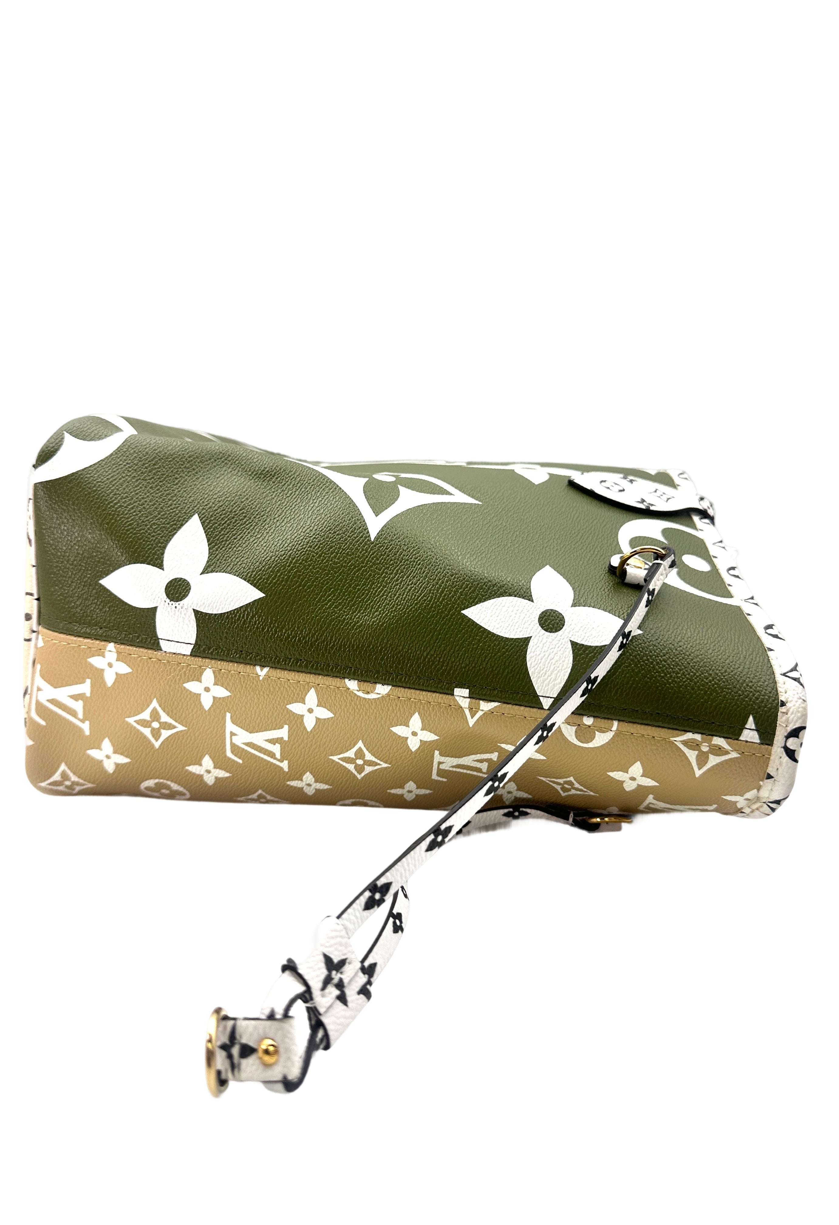 Louis Vuitton Summer 2019 Neverfull MM Green/White Giant Monogram Leather Handle Bag With Pouch LV2202