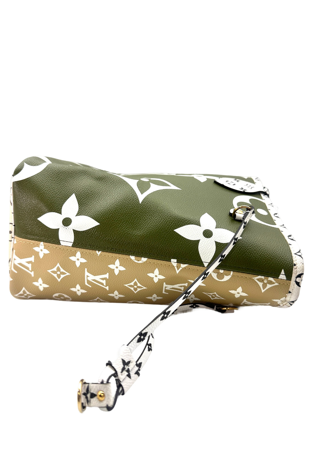 Louis Vuitton Summer 2019 Neverfull MM Green/White Giant Monogram Leather Handle Bag With Pouch LV2202