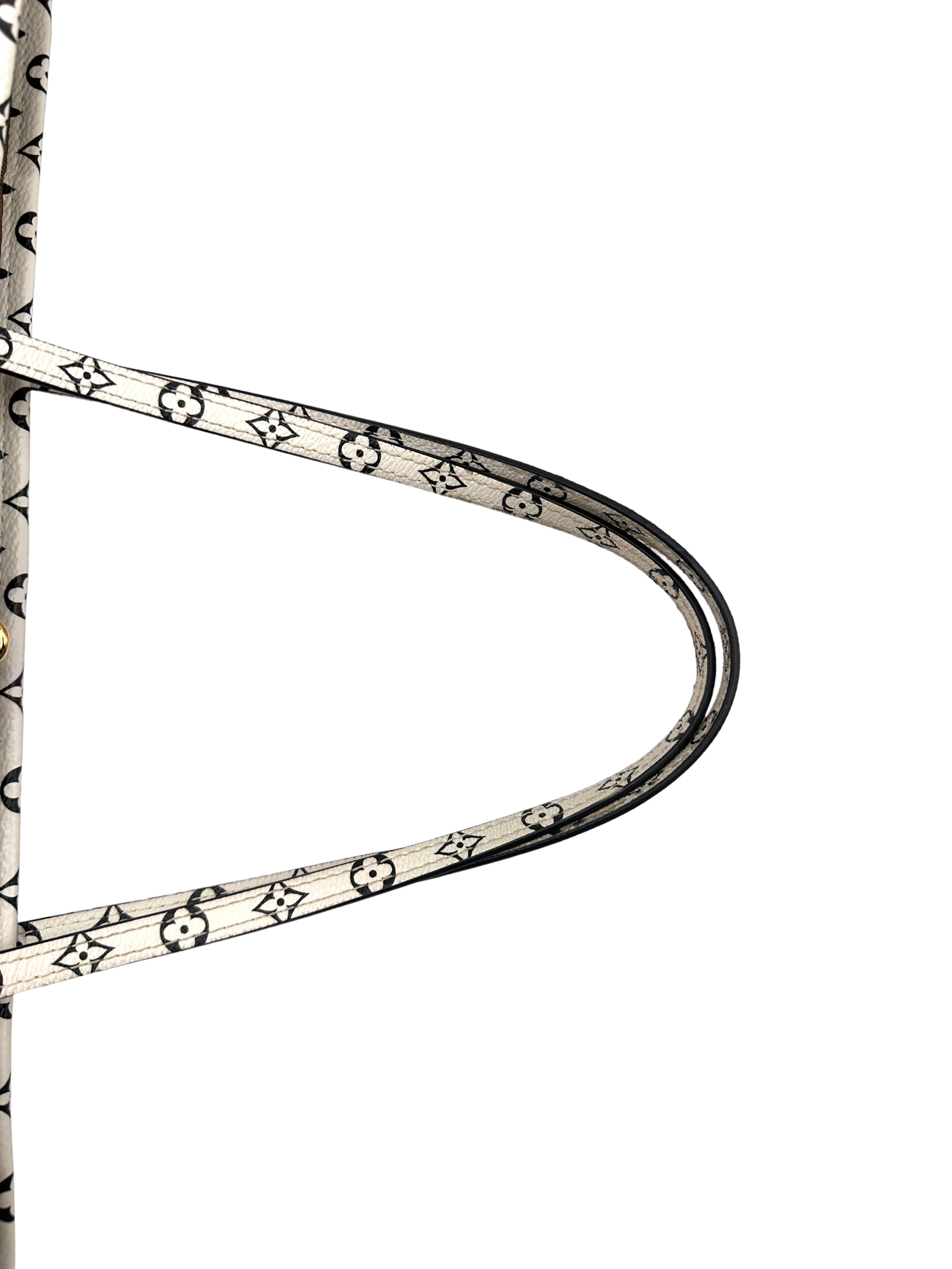 Louis Vuitton Summer 2019 Neverfull MM Green/White Giant Monogram Leather Handle Bag With Pouch LV2202