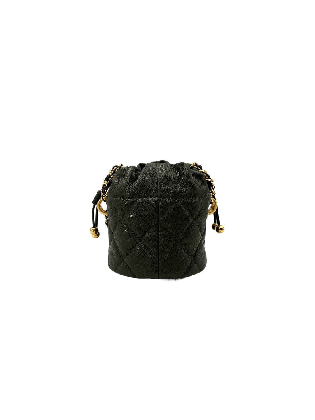 Chanel Green Quilted Calfskin Medallion Charms Drawstring Bucket Bag(CG***2H) CC1572