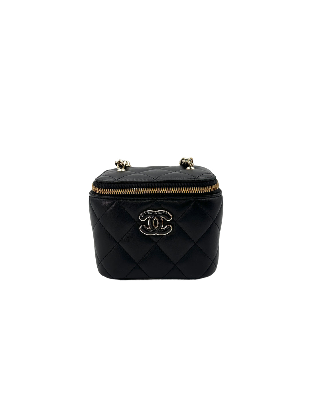Chanel Black Quilted Lambskin Vanity Case With Enamel Coco Ball(J8***J5) CC1571
