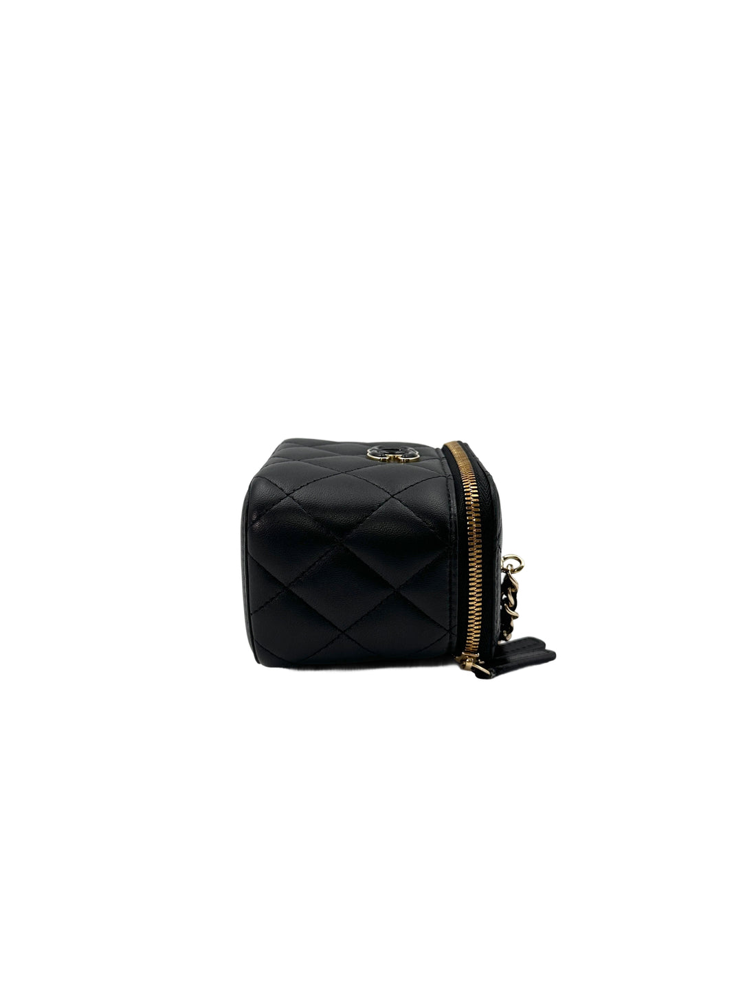 Chanel Black Quilted Lambskin Vanity Case With Enamel Coco Ball(J8***J5) CC1571