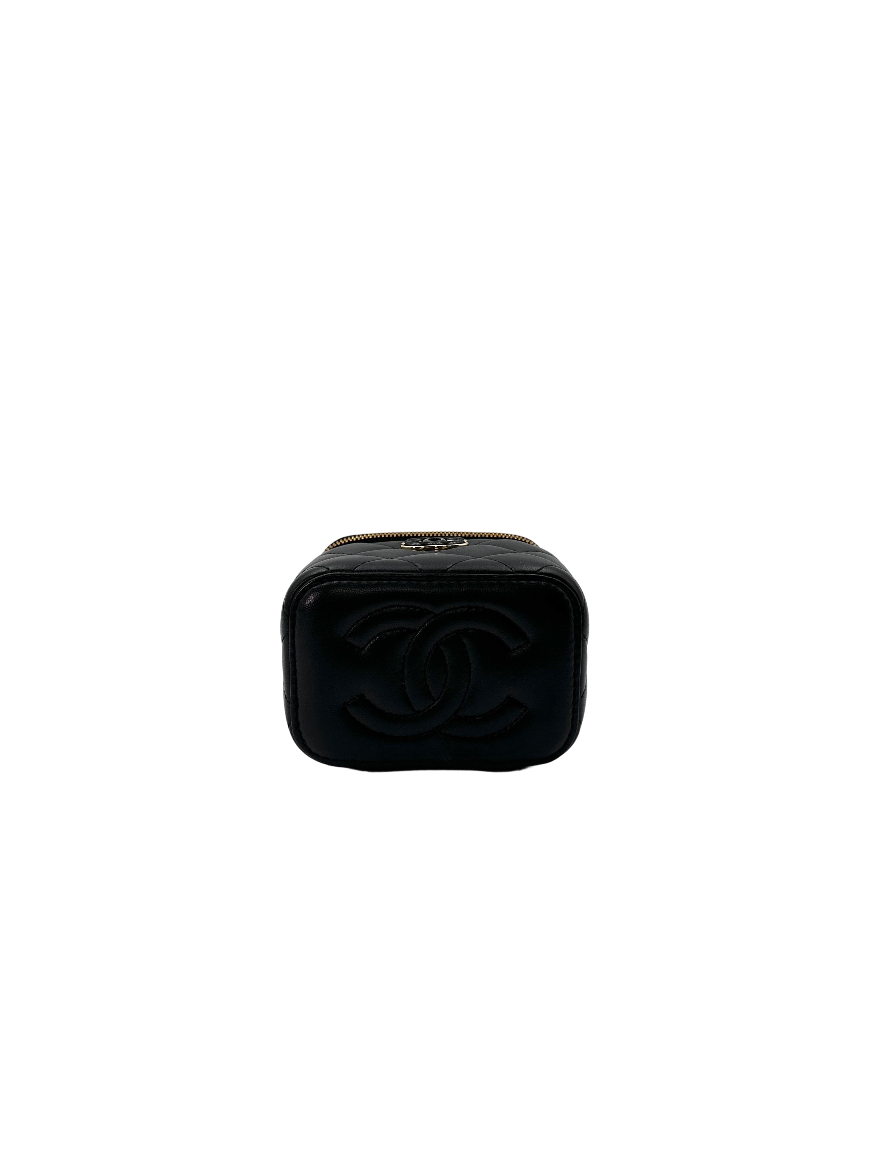 Chanel Black Quilted Lambskin Vanity Case With Enamel Coco Ball(J8***J5) CC1571