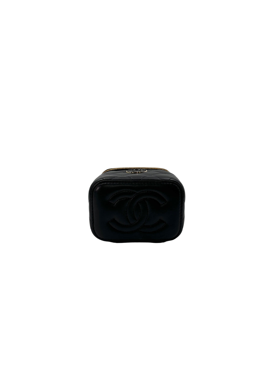 Chanel Black Quilted Lambskin Vanity Case With Enamel Coco Ball(J8***J5) CC1571