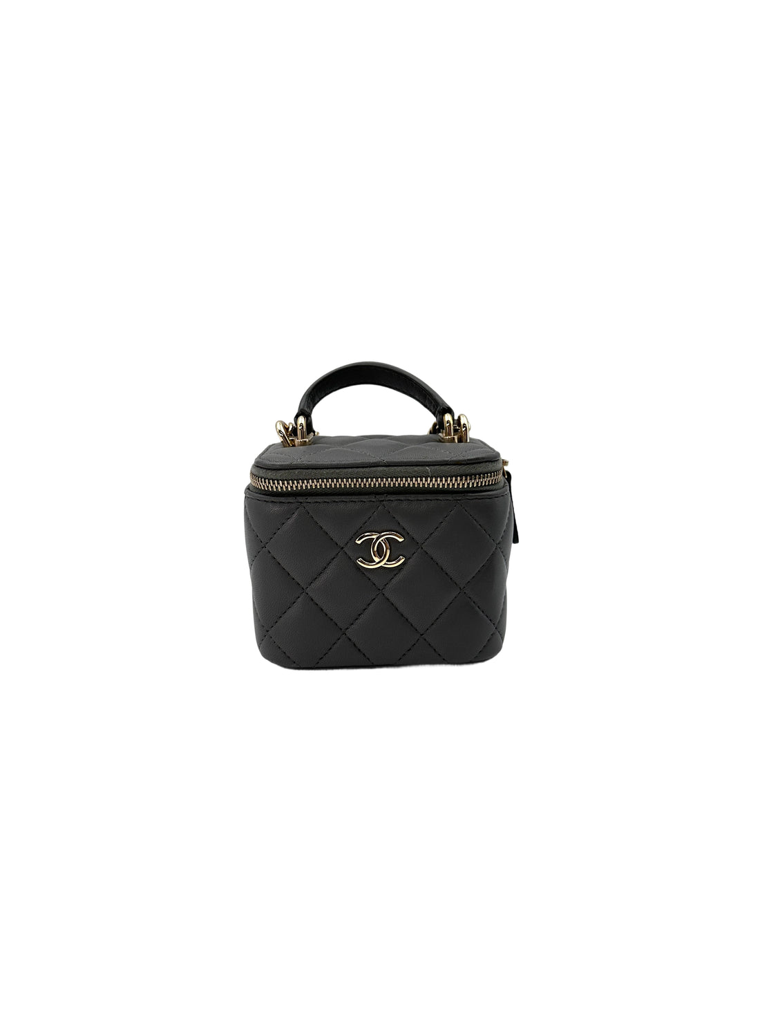 Chanel Grey Quilted Lambskin Top Handle Vanity Case(EG***42) CC1570
