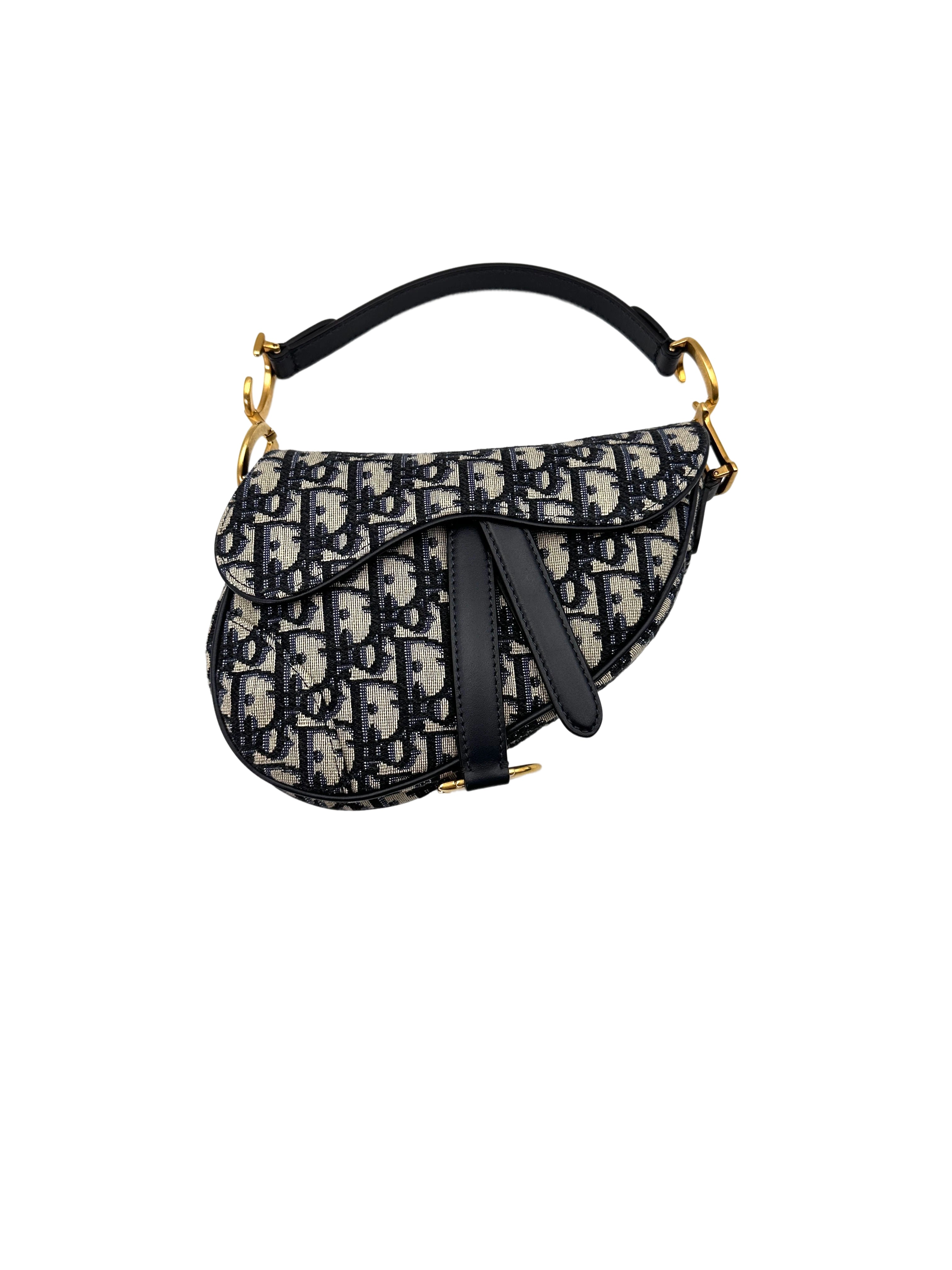 Christian Dior Oblique Black Jacquard Saddle Bag DR573