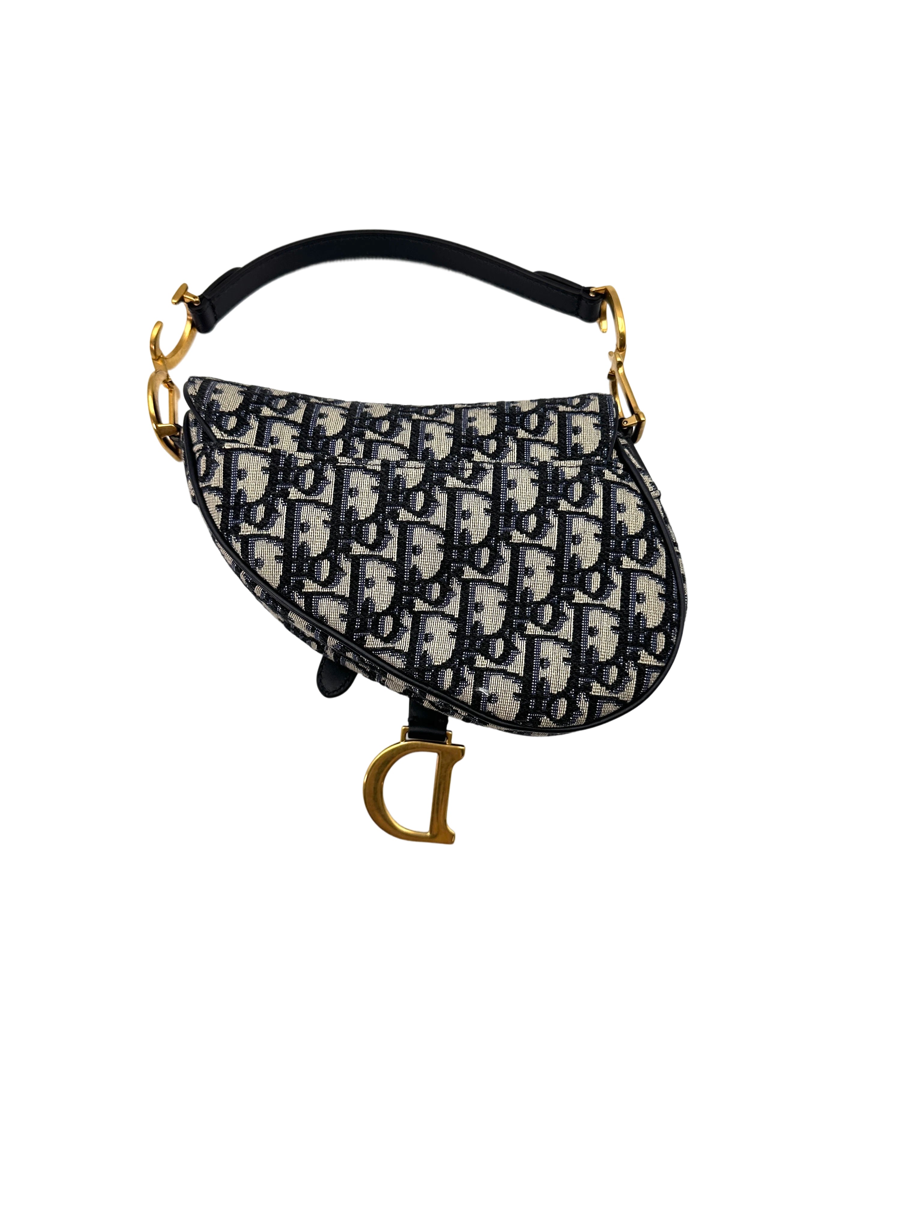 Christian Dior Oblique Black Jacquard Saddle Bag DR573