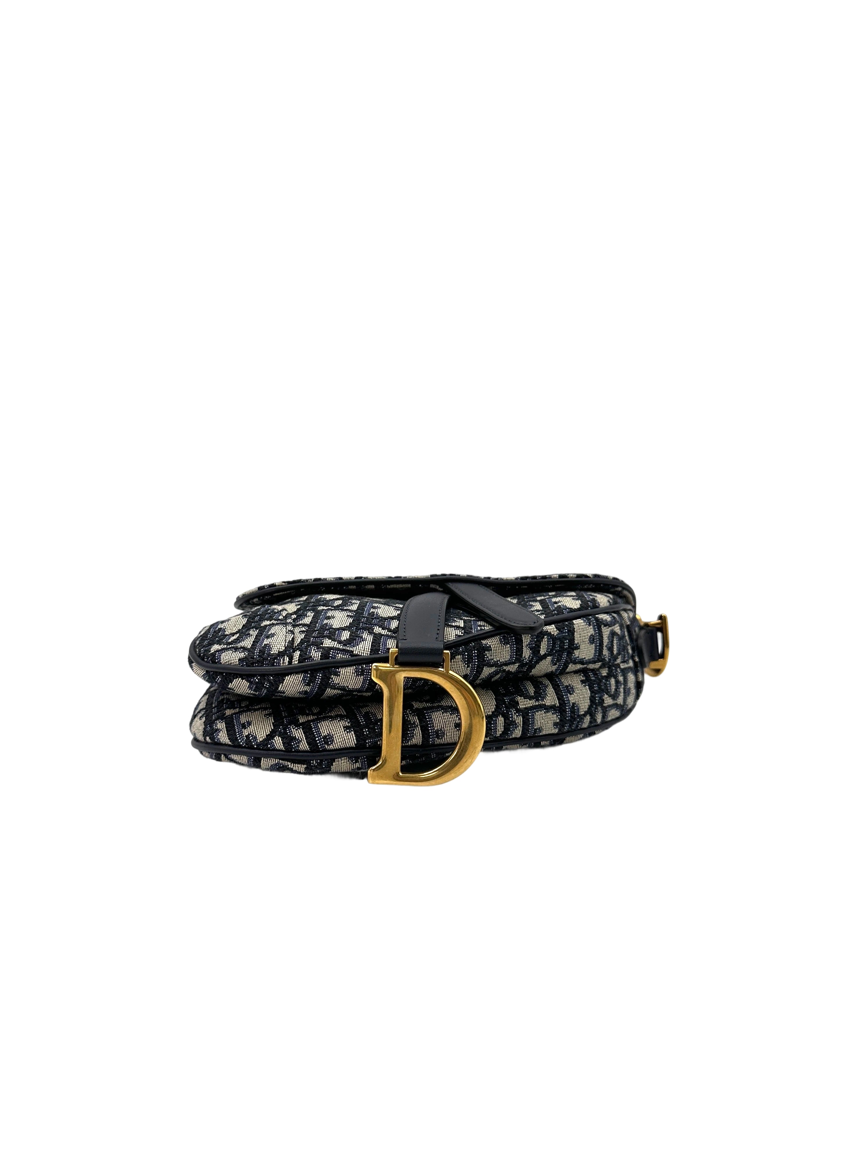 Christian Dior Oblique Black Jacquard Saddle Bag DR573