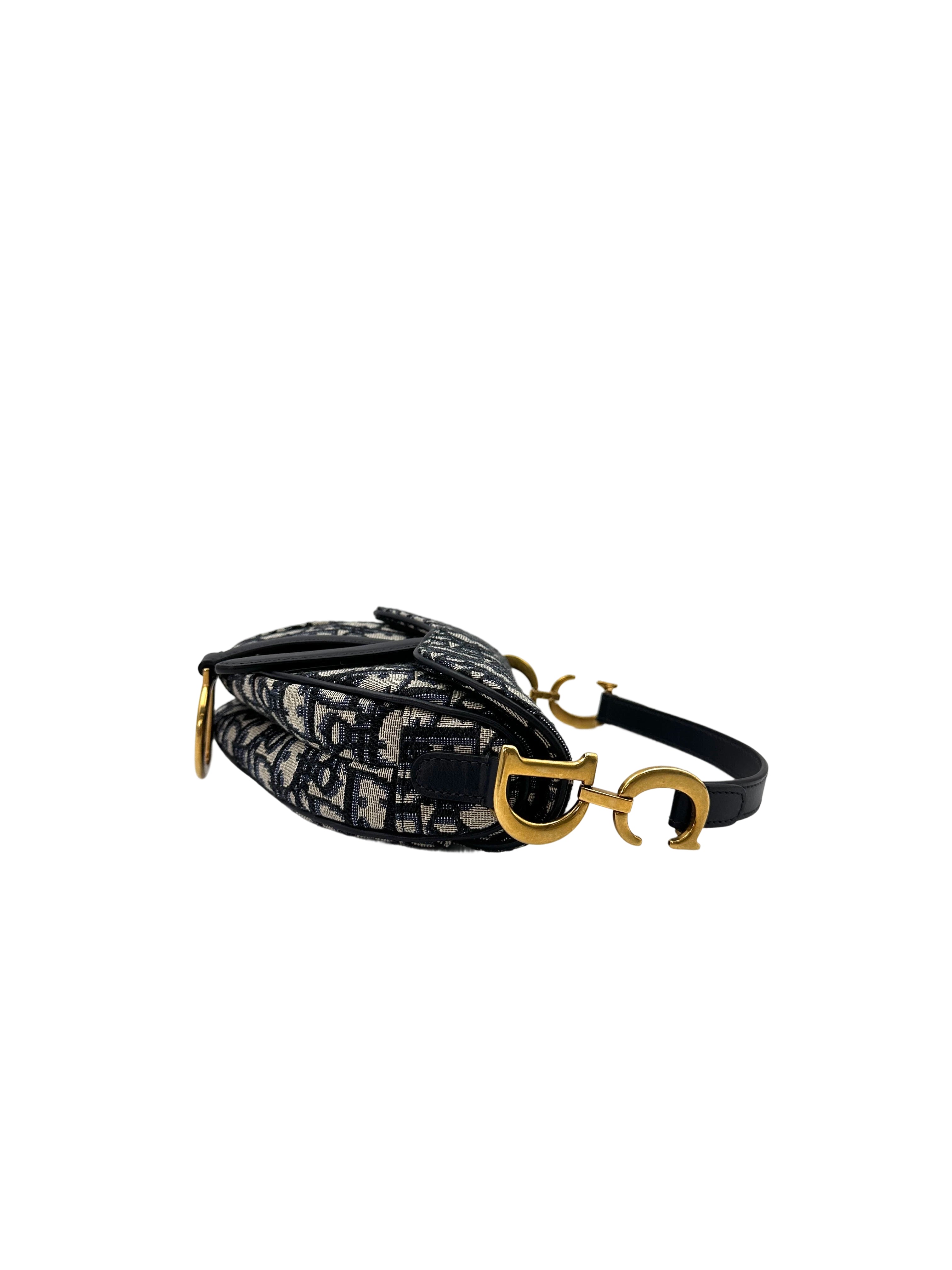 Christian Dior Oblique Black Jacquard Saddle Bag DR573