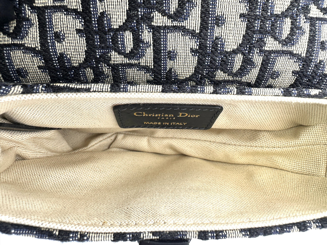 Christian Dior Oblique Black Jacquard Saddle Bag DR573