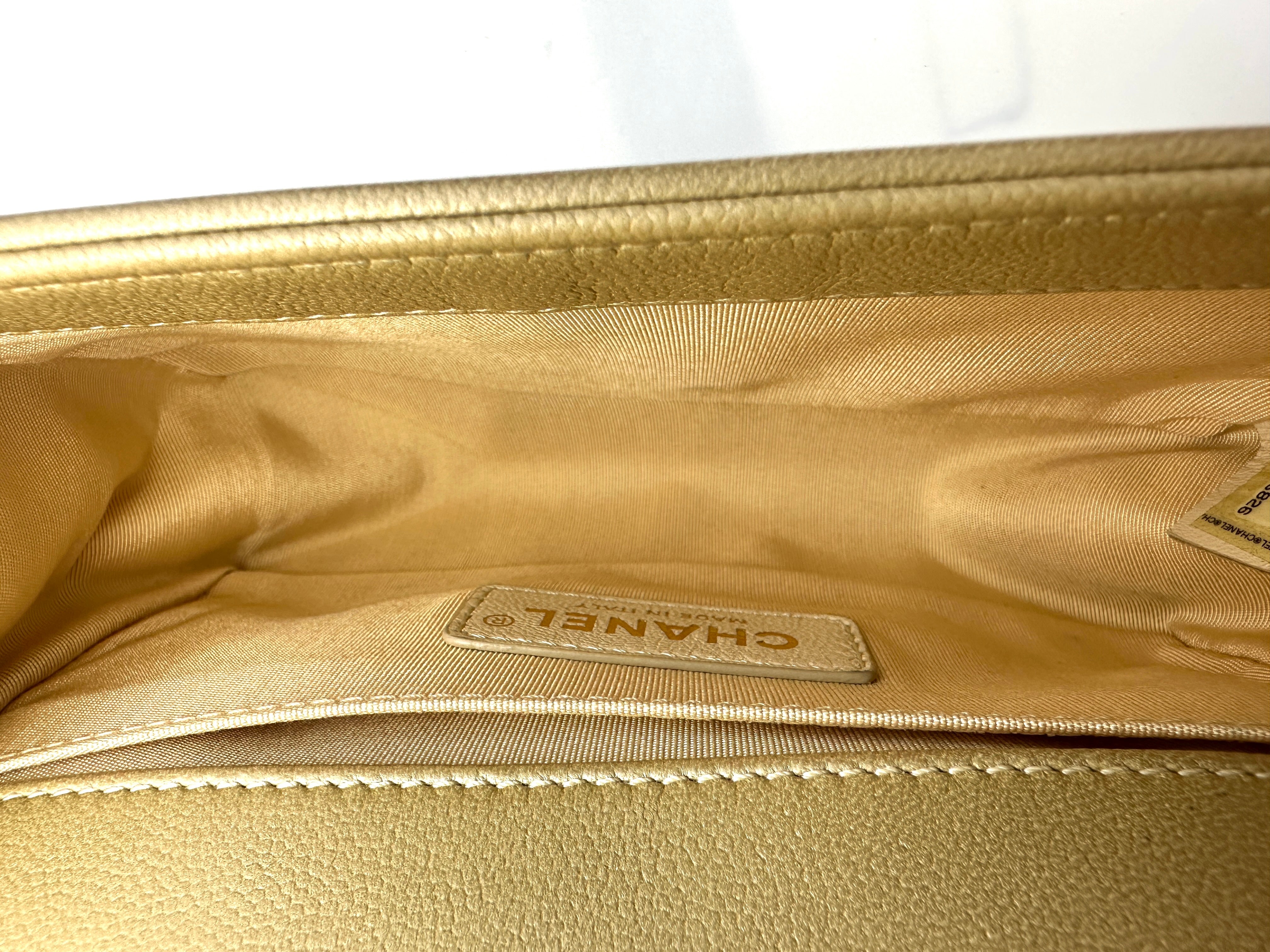 Chanel LeBoy Beige Quilted Leather Small Size Flap Bag With Gold Buckle(24***26) CC1573