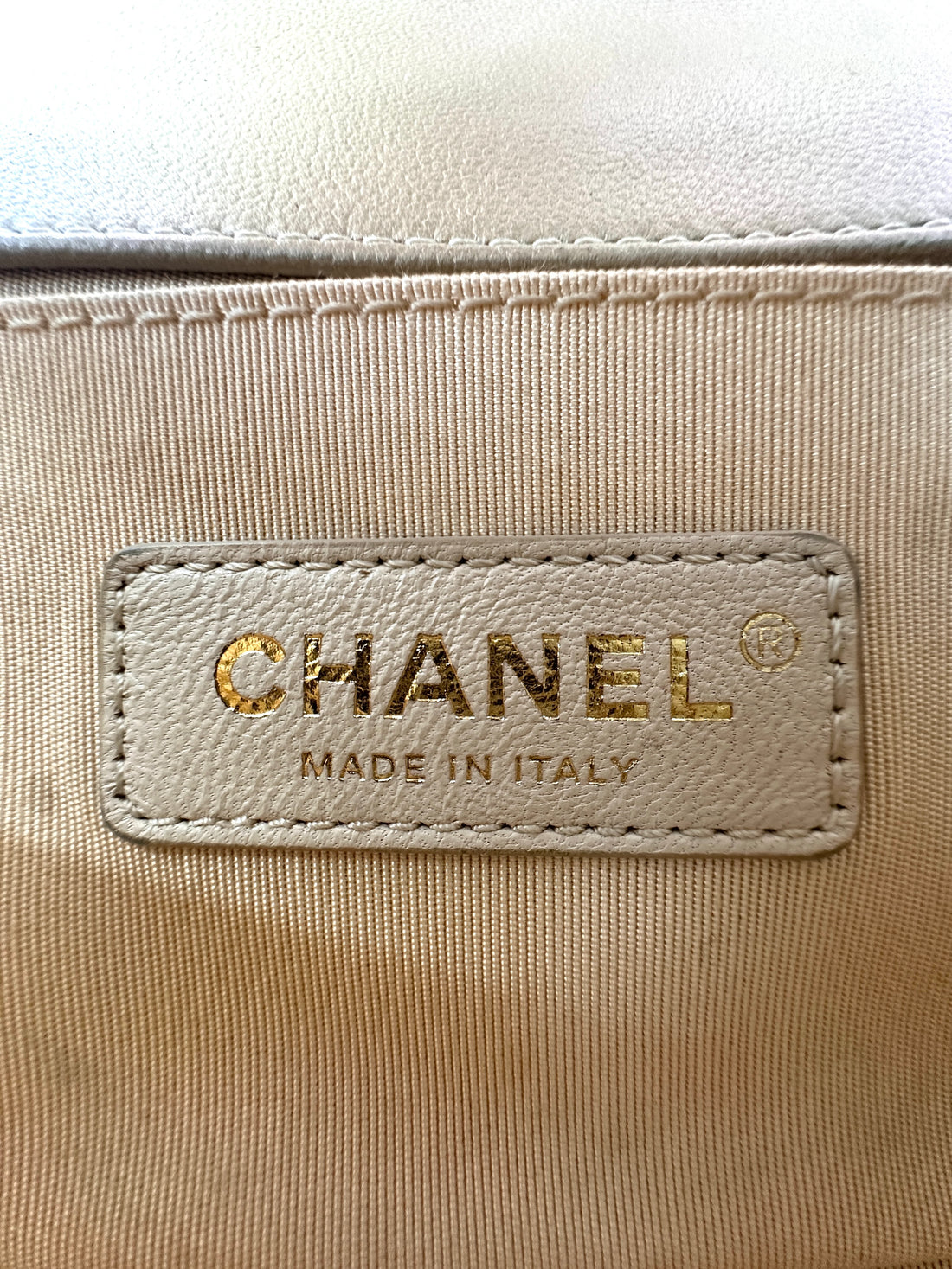 Chanel LeBoy Beige Quilted Leather Small Size Flap Bag With Gold Buckle(24***26) CC1573