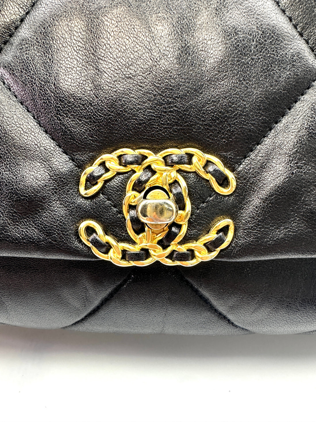 Chanel 19 Black Quilted Leather Large Size Flap Bag With Gold Buckle(29***80) CC1576