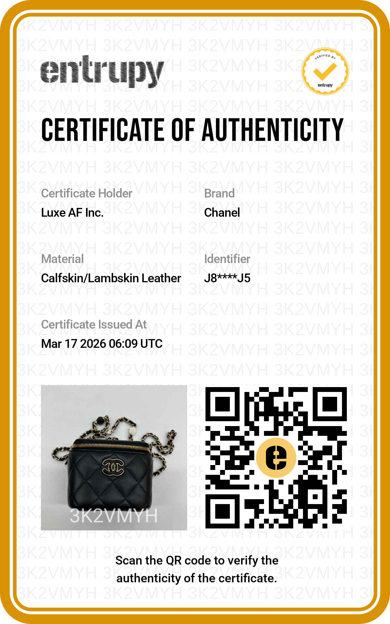 Chanel Black Quilted Lambskin Vanity Case With Enamel Coco Ball(J8***J5) CC1571