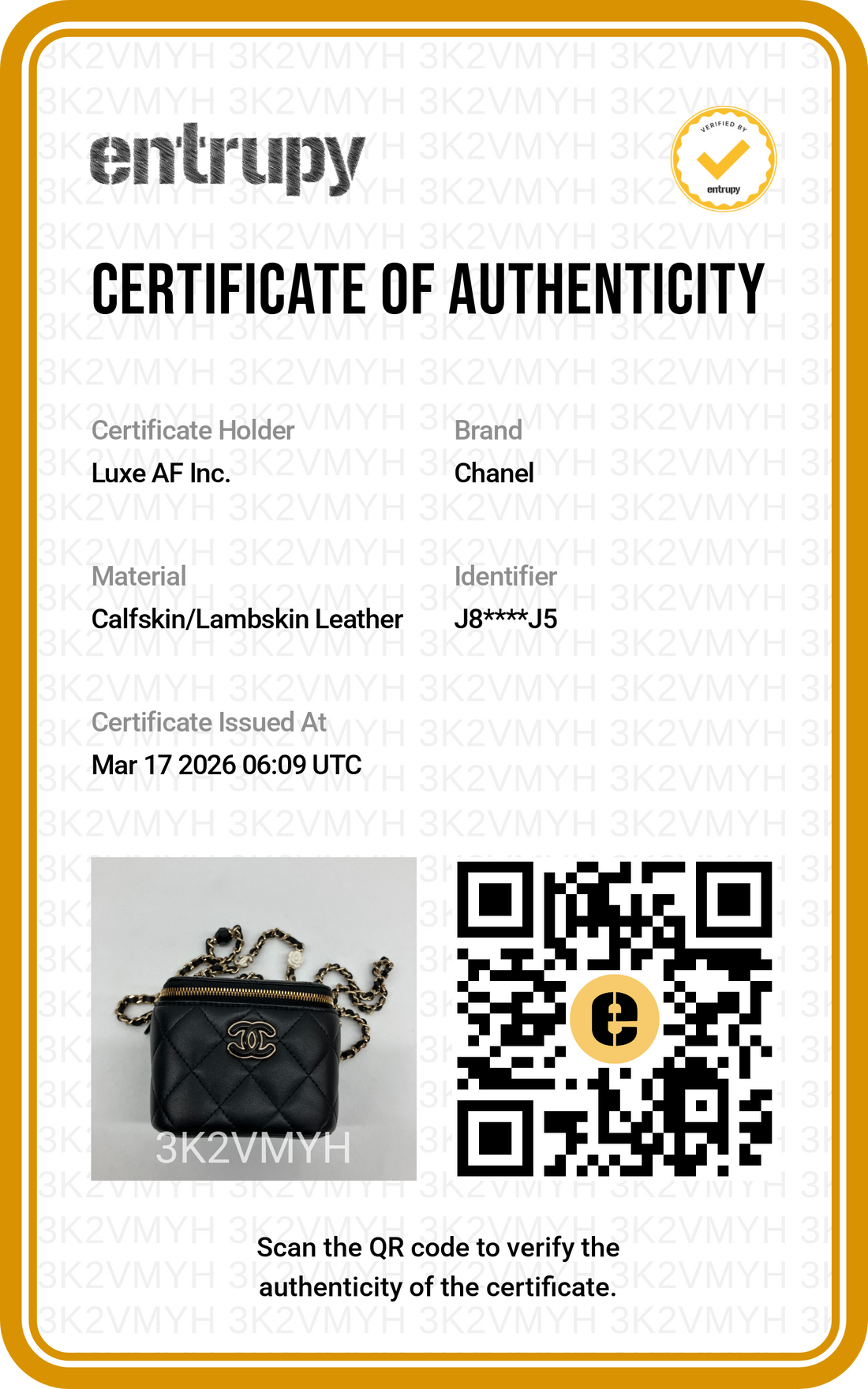 Chanel Black Quilted Lambskin Vanity Case With Enamel Coco Ball(J8***J5) CC1571