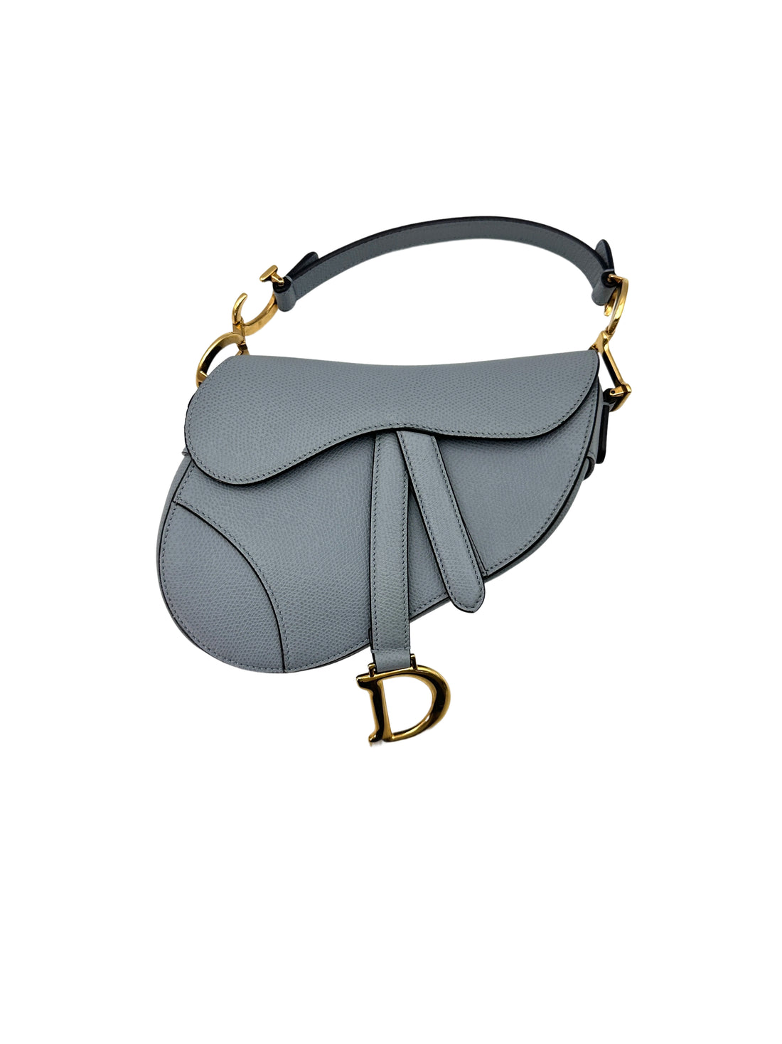 Christian Dior Blue Leather Small Size Saddle Bag DR575