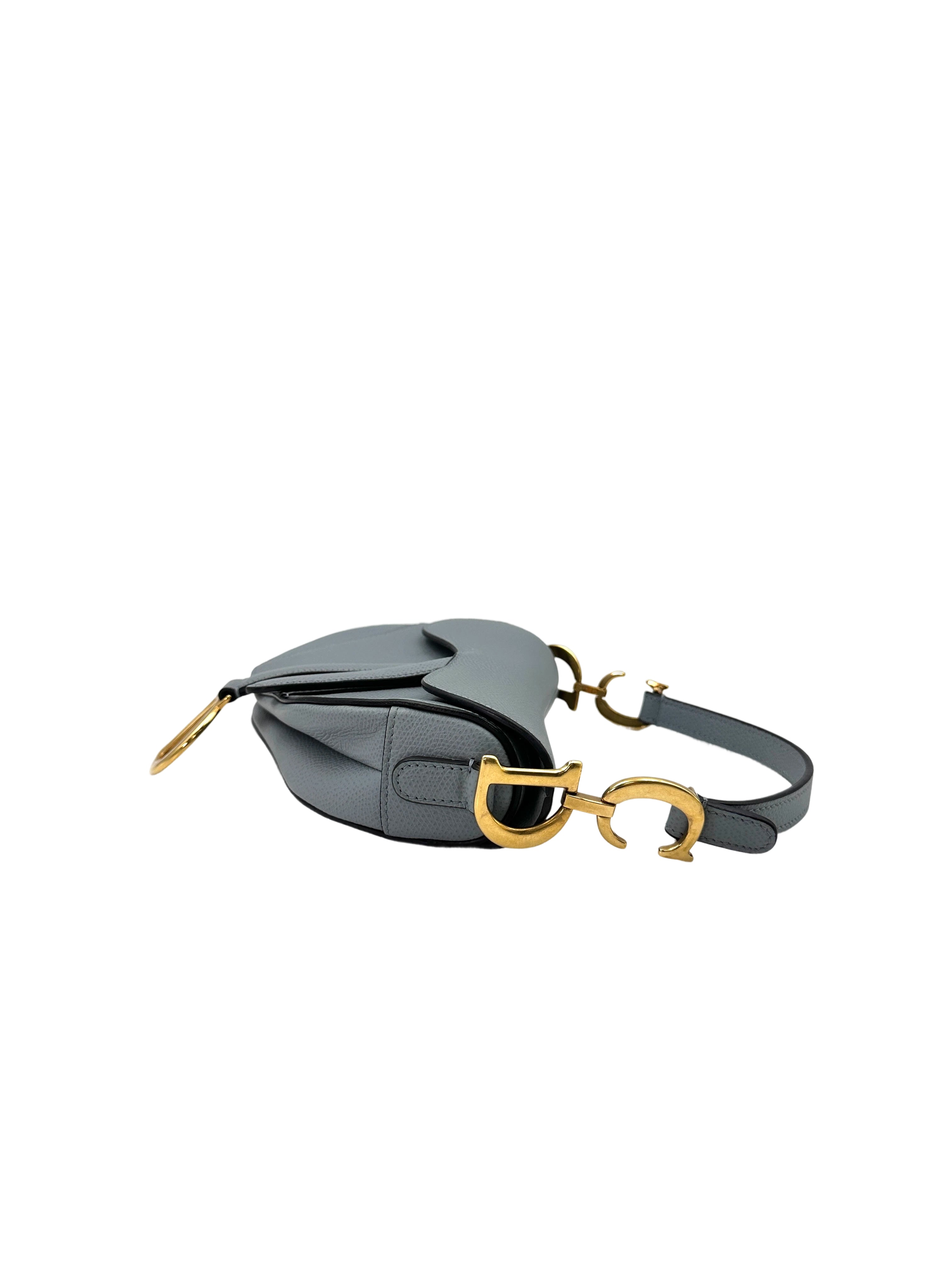 Christian Dior Blue Leather Small Size Saddle Bag DR575