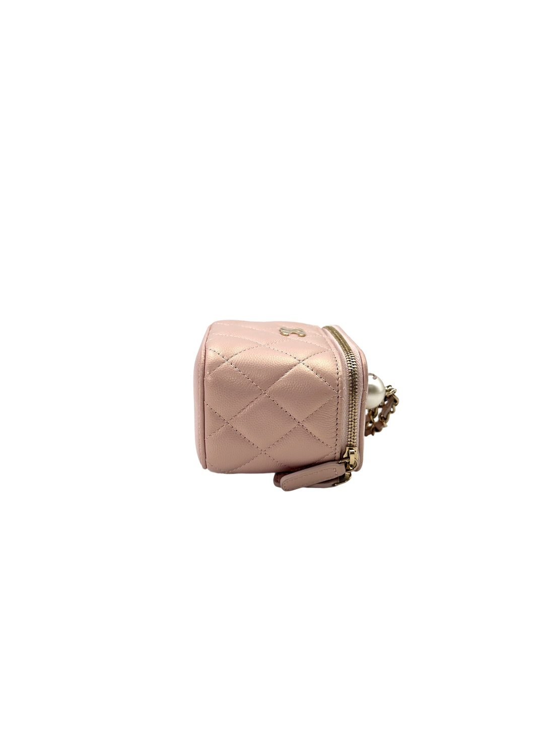 Chanel Pink Quilted Leather Vanity Case With Pearl Crush Adjustable Strap Ball(31***52) CC1579