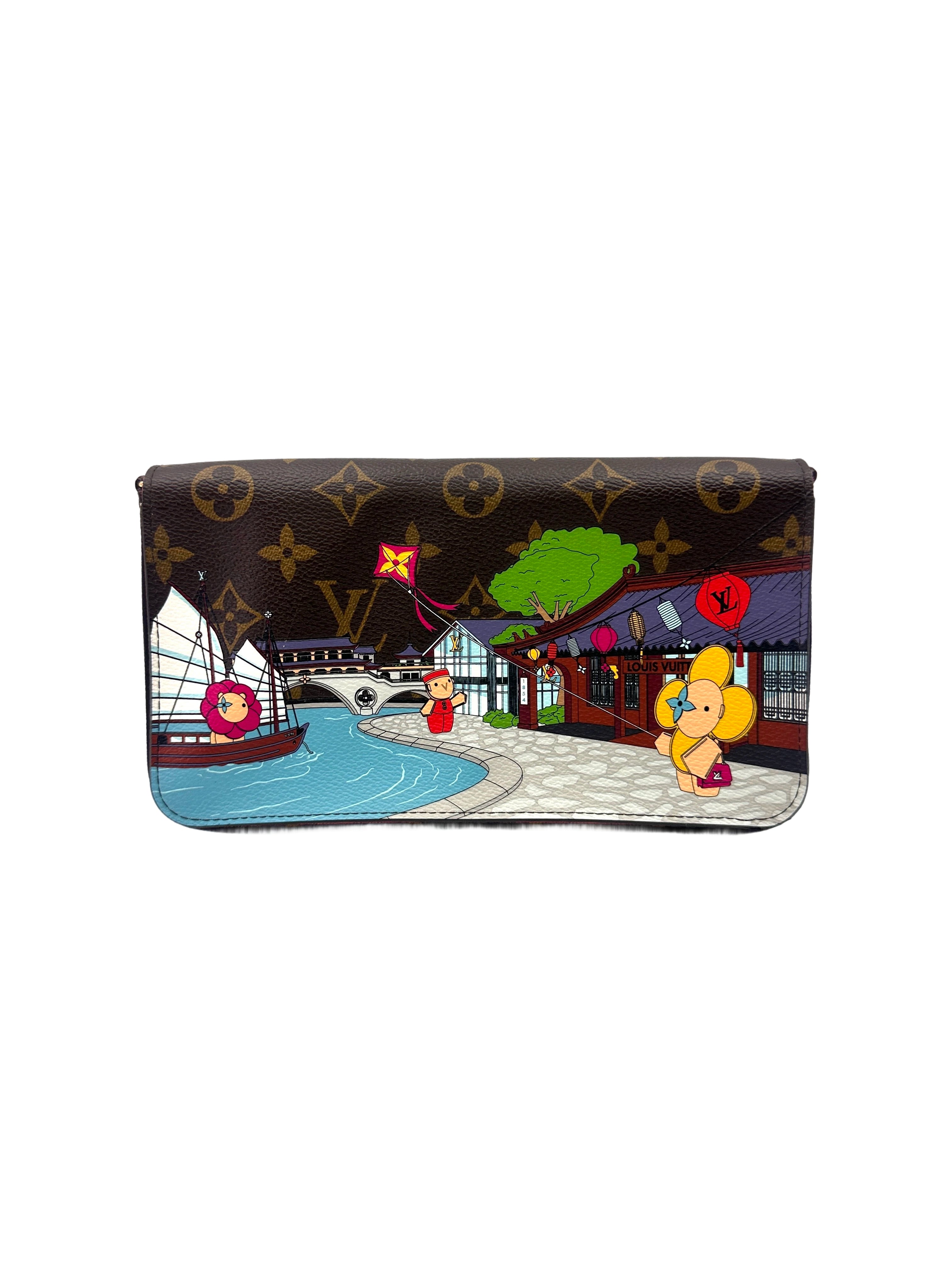 Louis Vuitton Monogram 2022 Christmas Animation "Chengdu" Pochette Felicie Chain Wallet LV2227