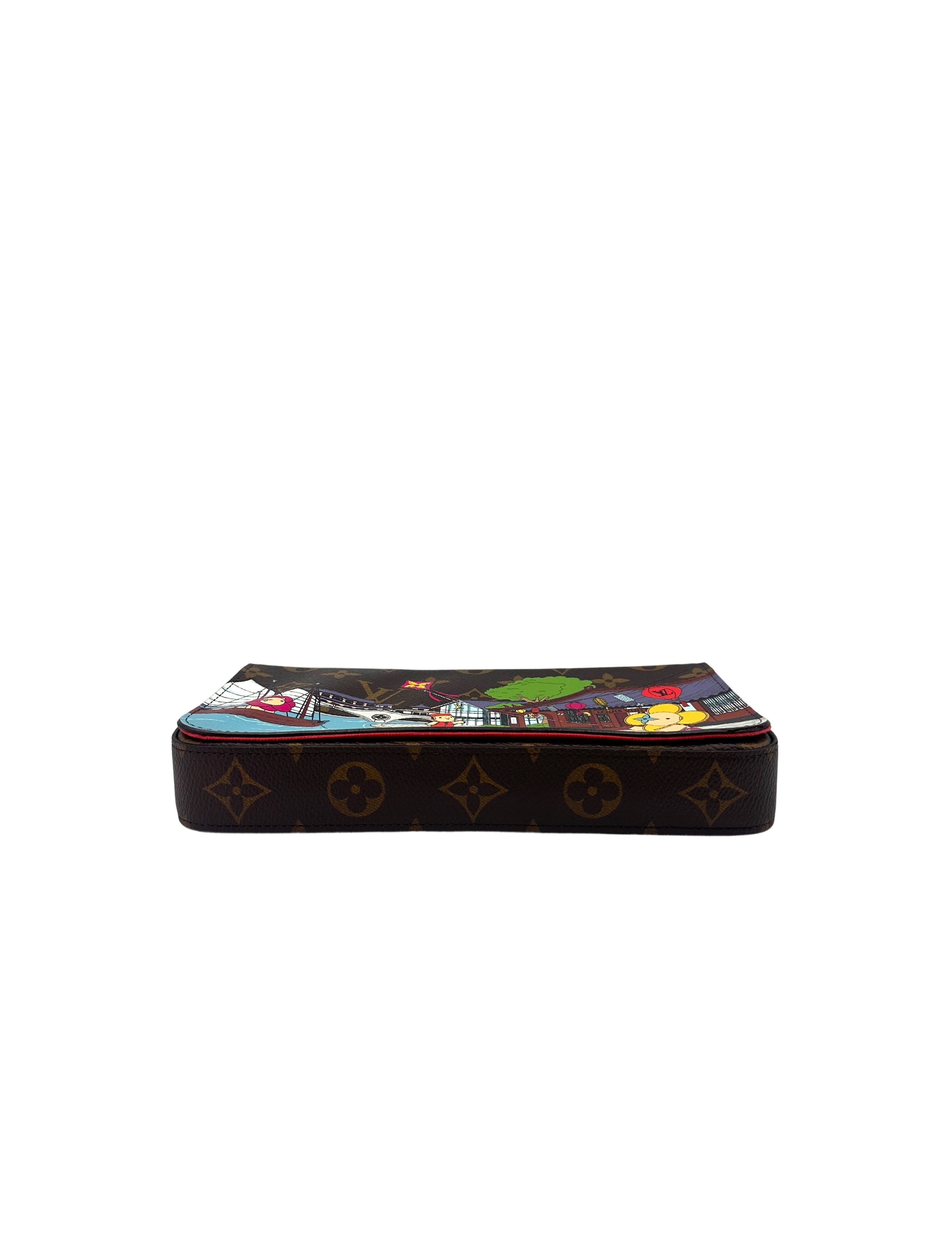Louis Vuitton Monogram 2022 Christmas Animation "Chengdu" Pochette Felicie Chain Wallet LV2227