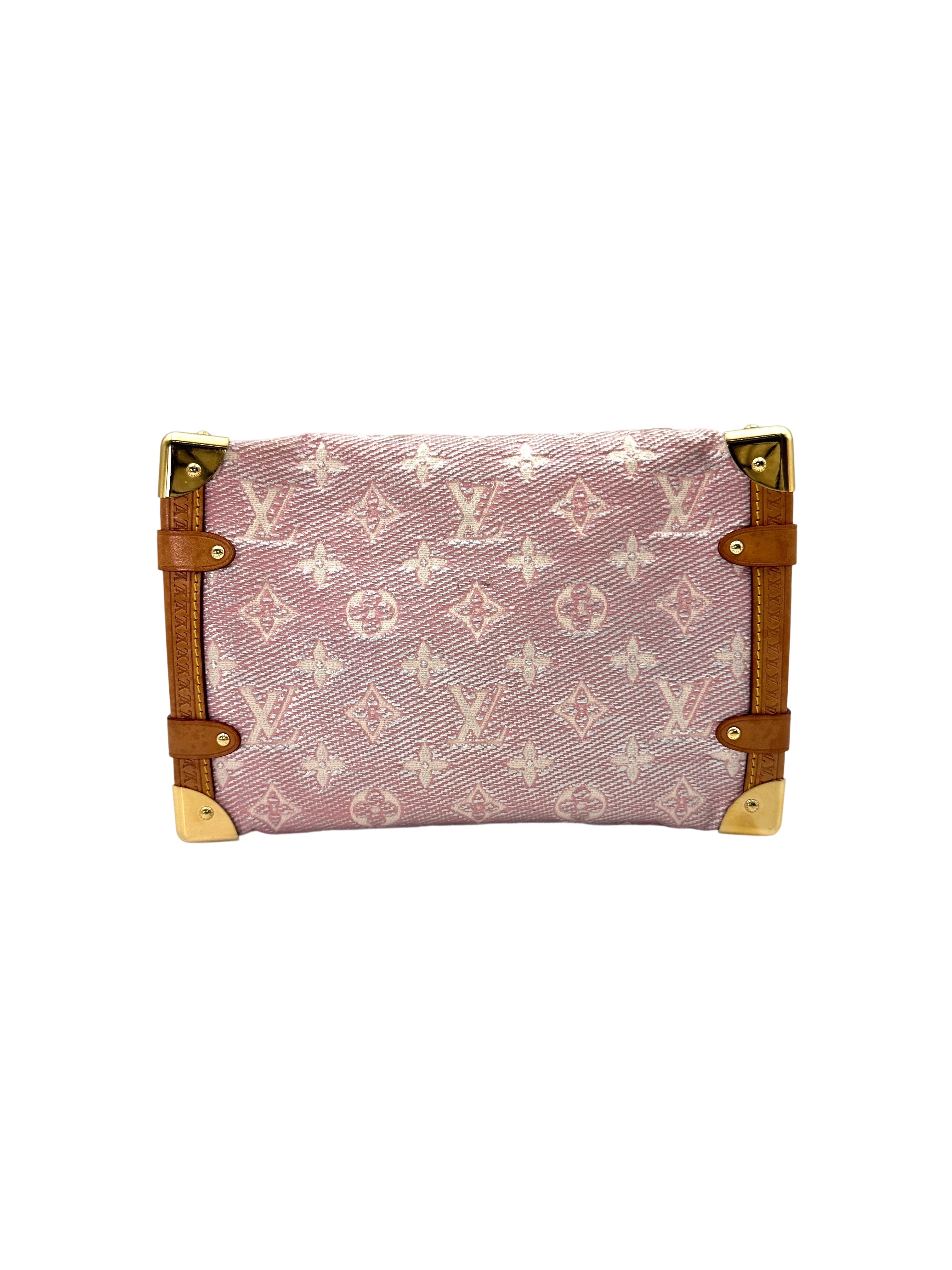 Louis Vuitton 23S Side Trunk Pink Monogram Denim Shoulder Bag IRIS087