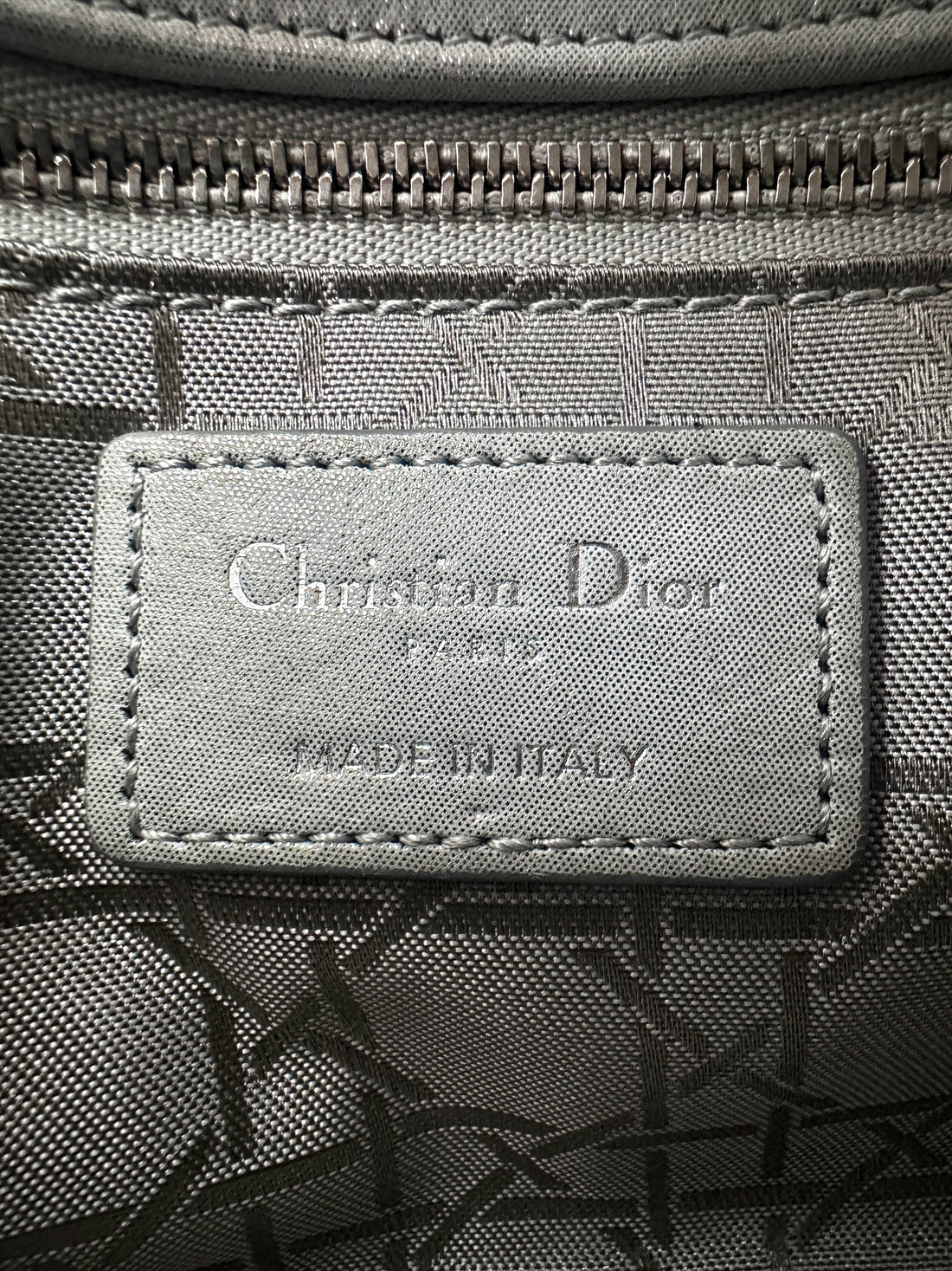 Christian Dior Lady Dior Beige Metallic Cannage Leather Handle Bag With Silver Charms DR577