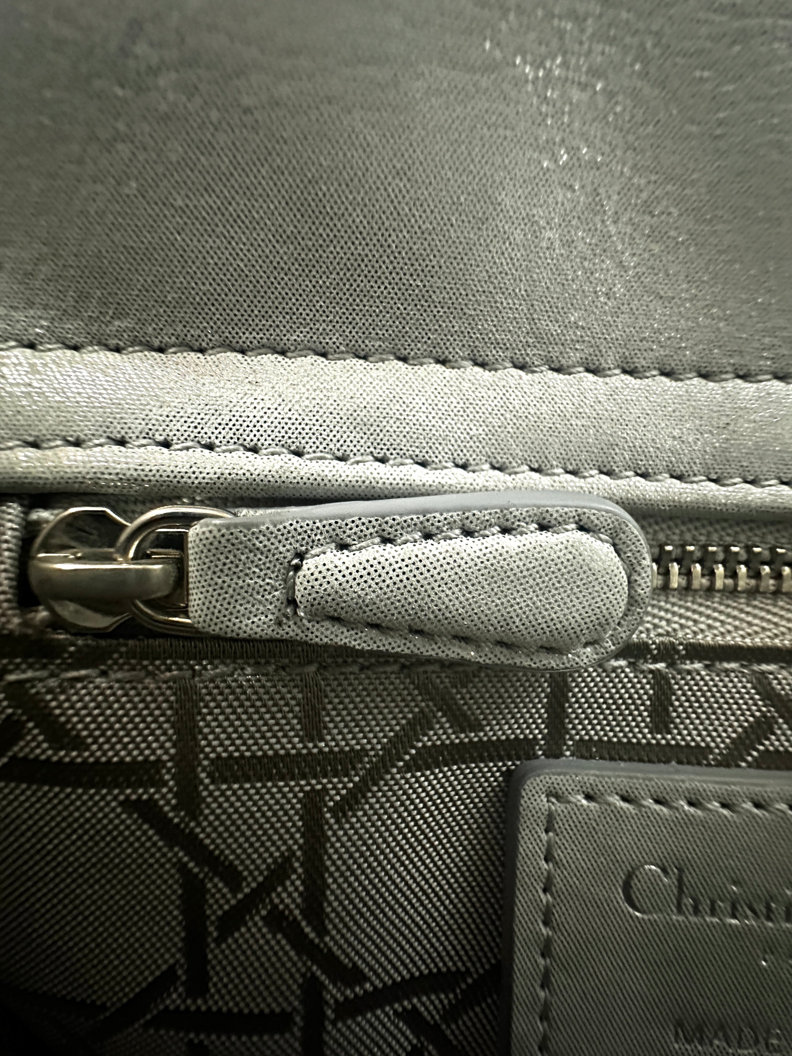 Christian Dior Lady Dior Beige Metallic Cannage Leather Handle Bag With Silver Charms DR577