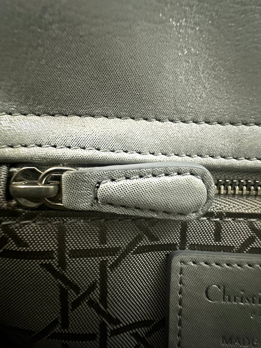Christian Dior Lady Dior Beige Metallic Cannage Leather Handle Bag With Silver Charms DR577