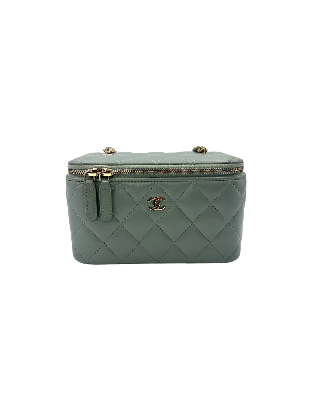 Chanel 23C Light Blue Quilted Lambskin Vanity Case Wtih Gold Hardware(XT***TC) CC1588