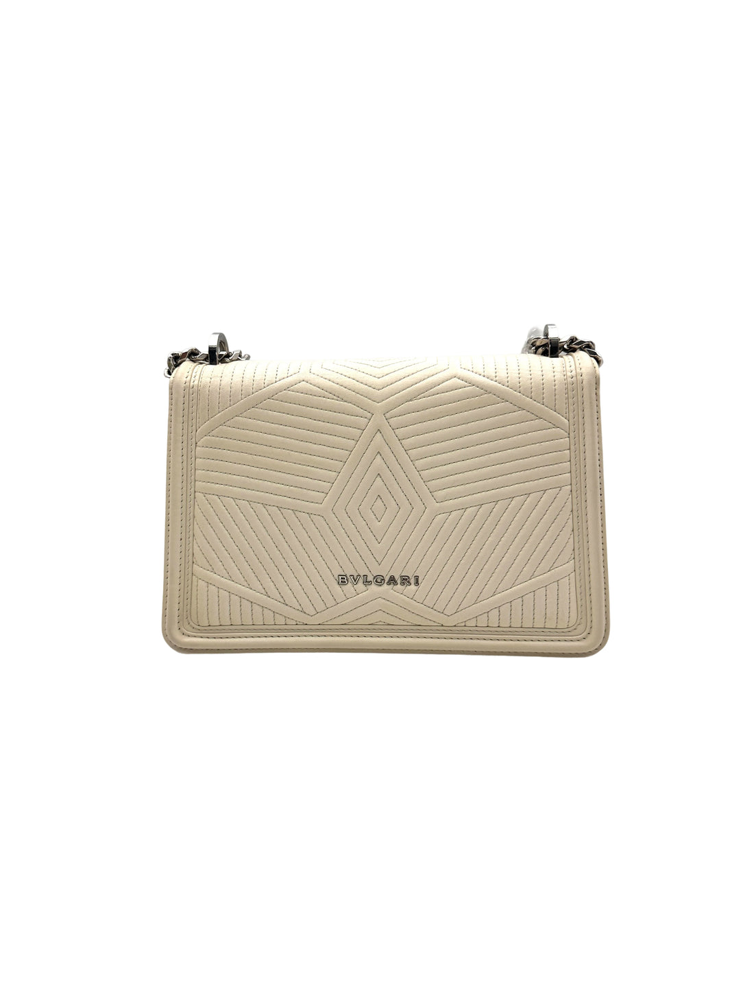 Bvlgari Serpenti Forever Diaond Blast White Quilted Leather Shoulder Bag BS34