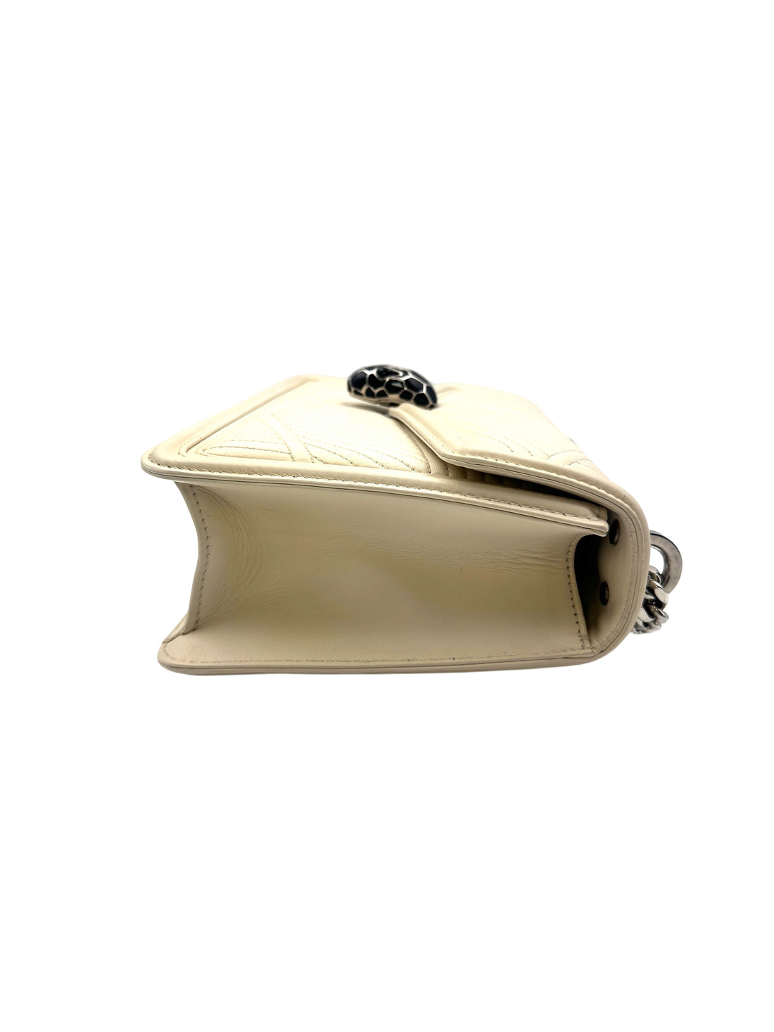Bvlgari Serpenti Forever Diaond Blast White Quilted Leather Shoulder Bag BS34