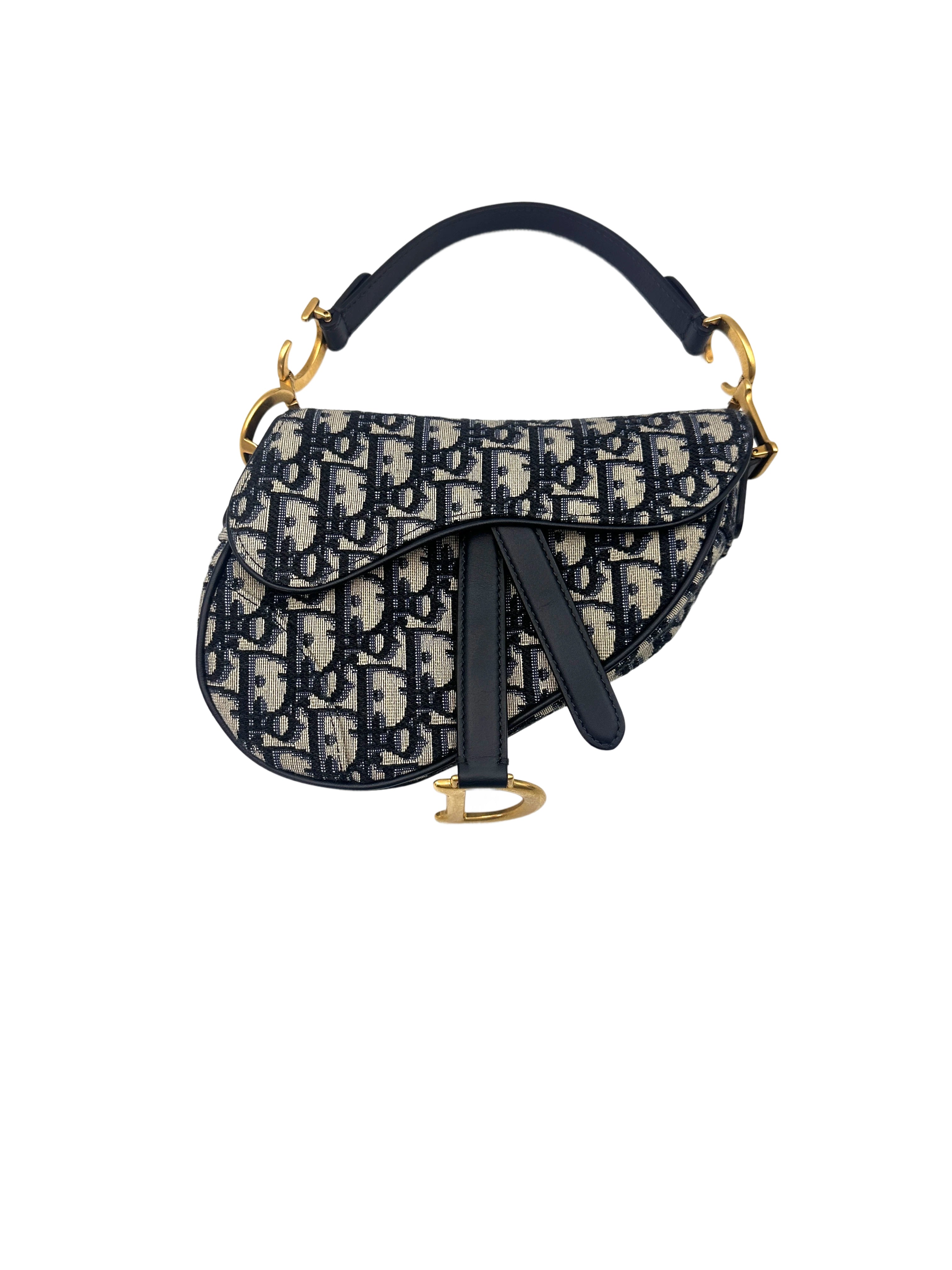 Christian Dior Oblique Black Jacquard Small Size Saddle Bag DR583