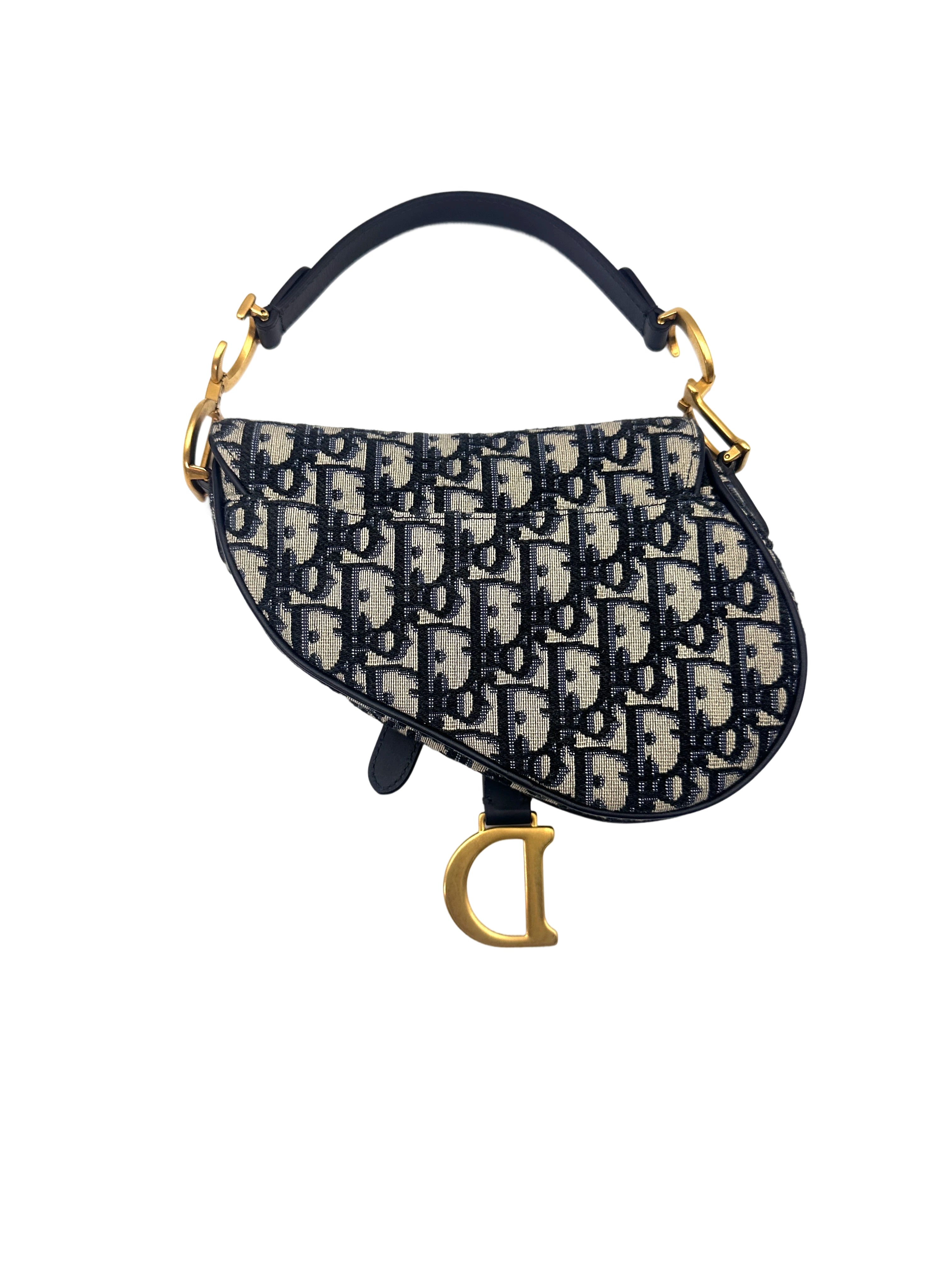 Christian Dior Oblique Black Jacquard Small Size Saddle Bag DR583