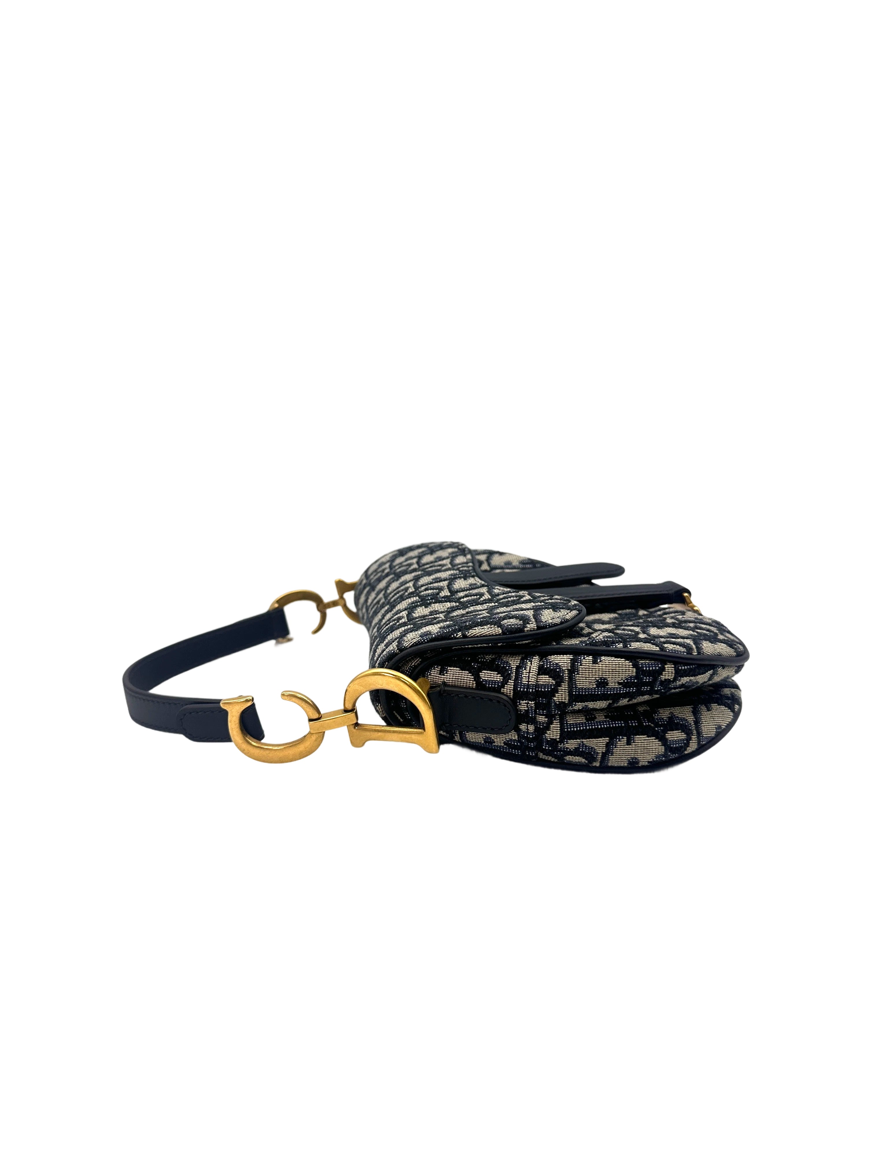 Christian Dior Oblique Black Jacquard Small Size Saddle Bag DR583