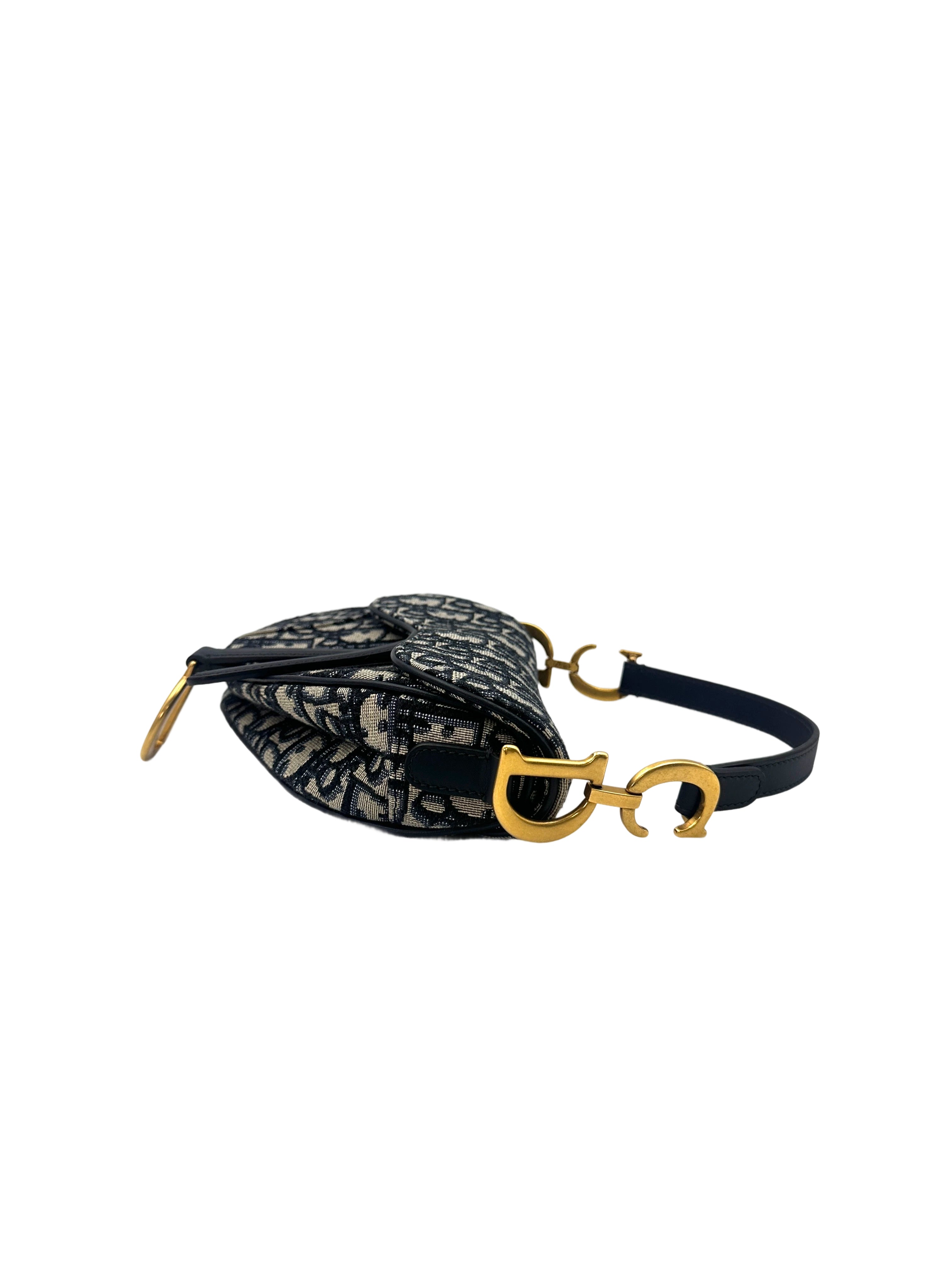 Christian Dior Oblique Black Jacquard Small Size Saddle Bag DR583