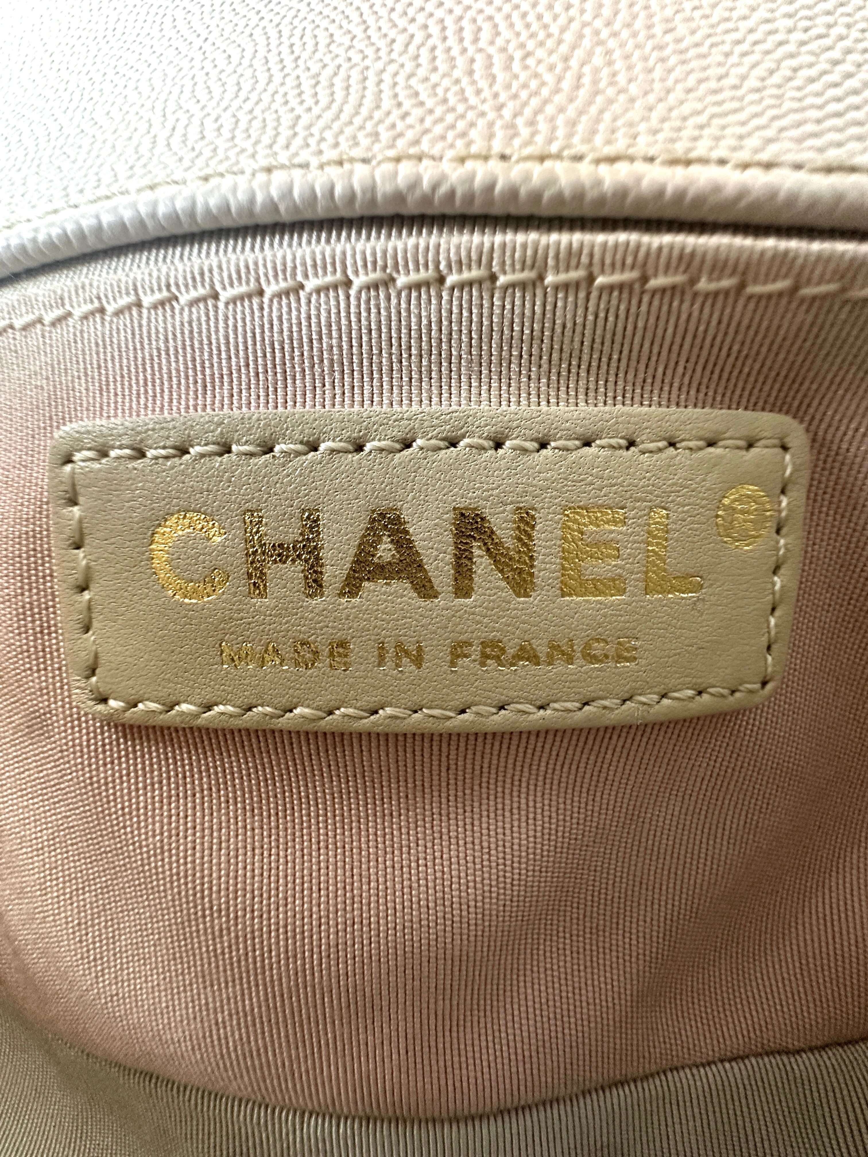 Chanel LeBoy Beige Chevron Quilted Leather Flap Bag With Braided Trim And Aged Gold Buckle(25***48) CC1589