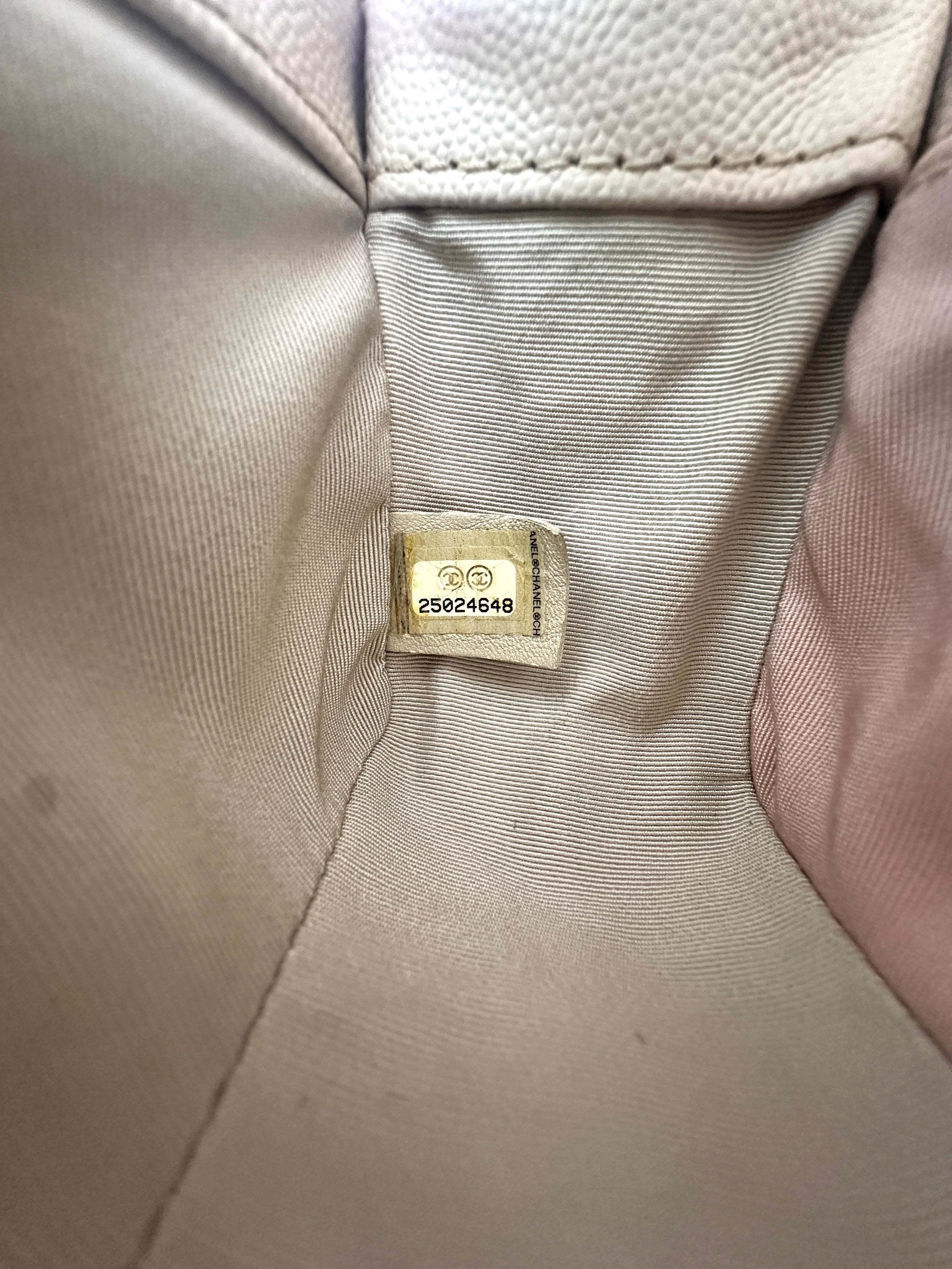 Chanel LeBoy Beige Chevron Quilted Leather Flap Bag With Braided Trim And Aged Gold Buckle(25***48) CC1589