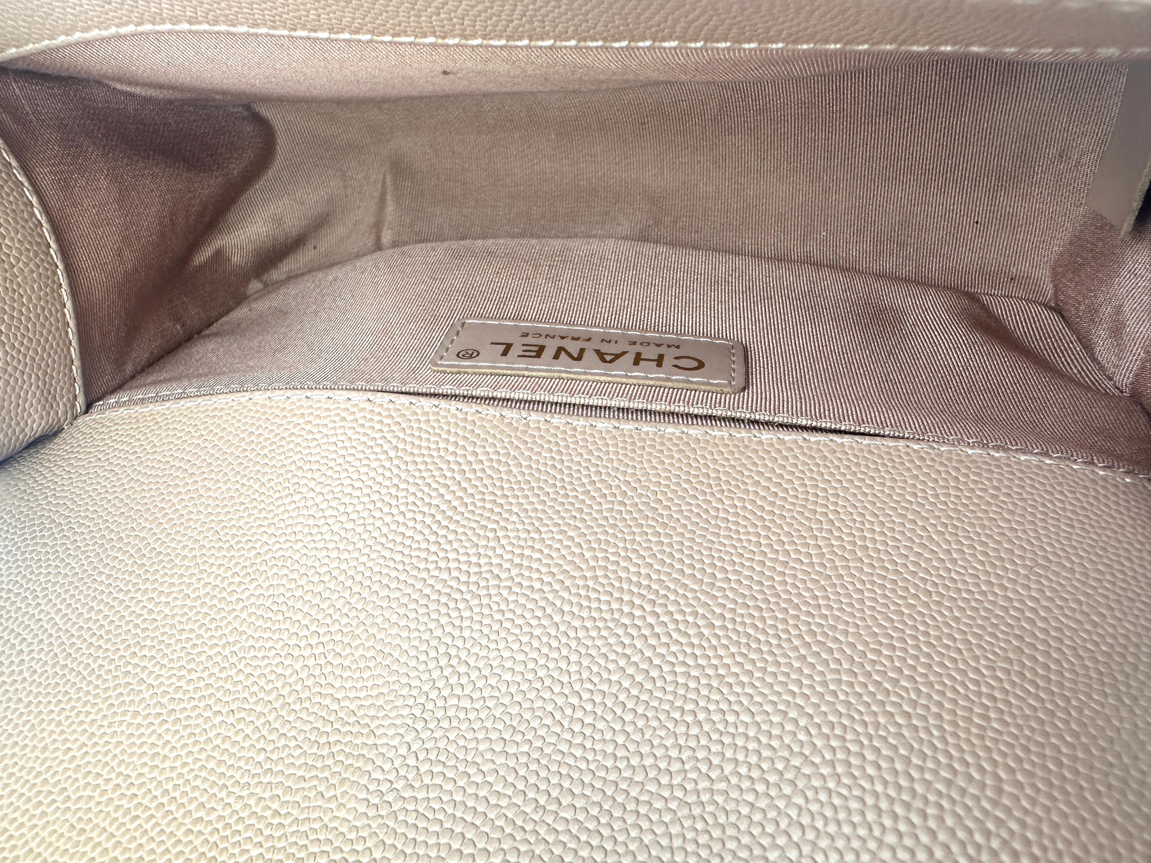 Chanel LeBoy Beige Quilted Leather Small Size Flap Bag With Gold Buckle(25***82) CC1590