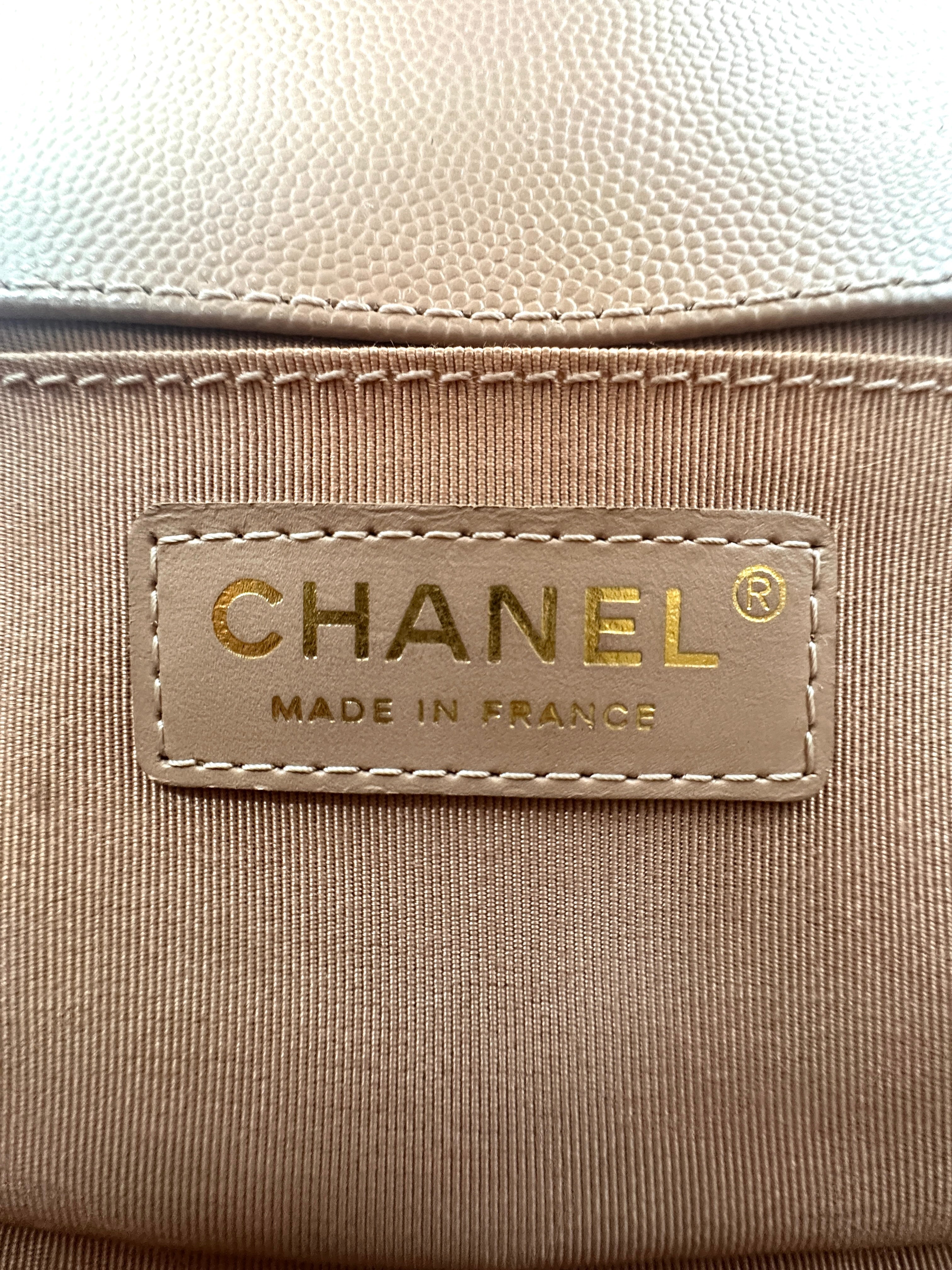 Chanel LeBoy Beige Quilted Leather Small Size Flap Bag With Gold Buckle(25***82) CC1590