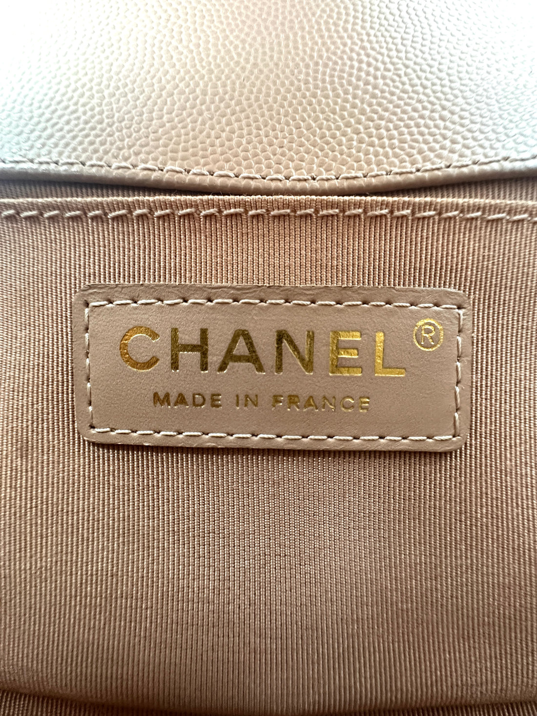 Chanel LeBoy Beige Quilted Leather Small Size Flap Bag With Gold Buckle(25***82) CC1590