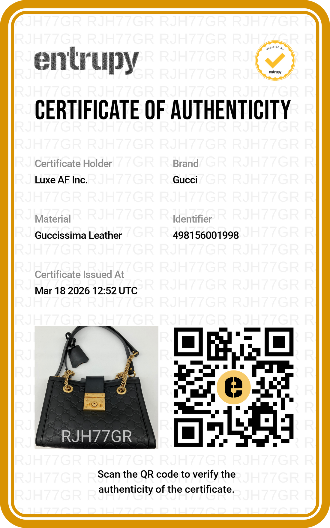 Gucci Padlock Black Guccissima Leather Chain Tote Bag GG772