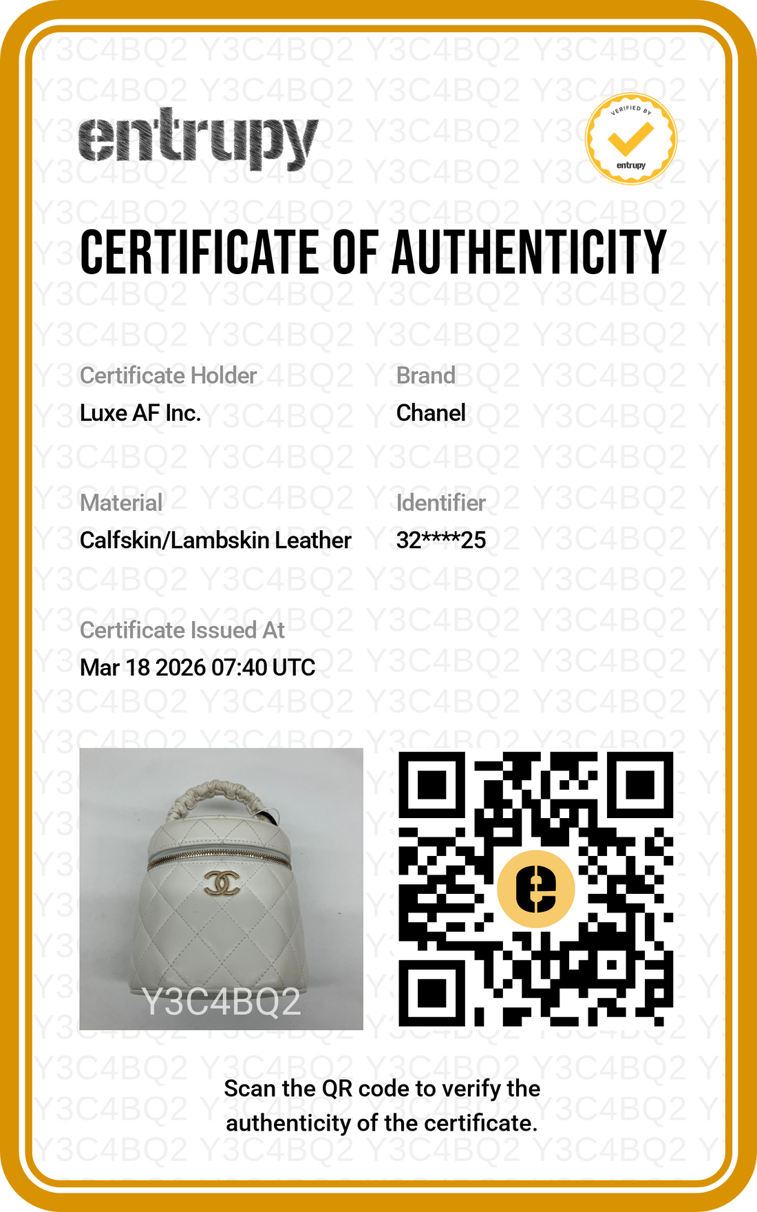 Chanel White Quilted Lambskin Large Size Vanity Case With Ruffled Top Handle(32***25) CC1582