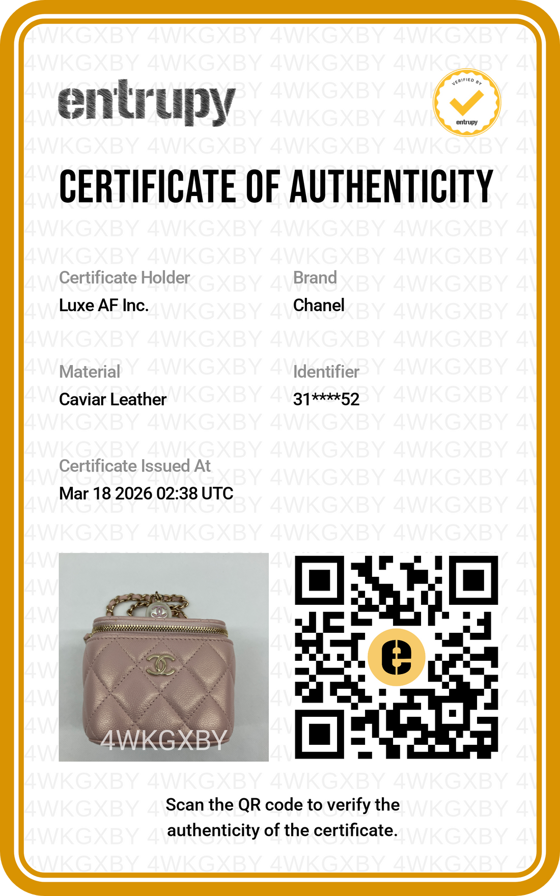 Chanel Pink Quilted Leather Vanity Case With Pearl Crush Adjustable Strap Ball(31***52) CC1579